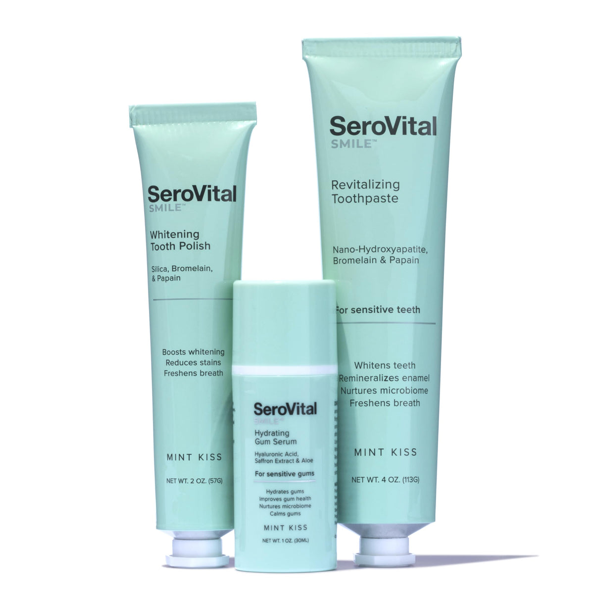 SeroVital Smile Radiant Smile Care Bundle – Nano-Hydroxyapatite Toothpaste, Whitening Polish, Hydrating Gum Serum, with 