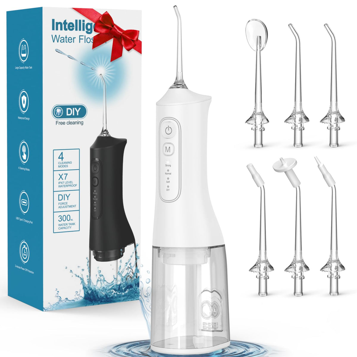 Cemobene Rechargeable Water Flosser Cordless Portable Oral Irrigator, White – product photo (Power Dental Flossers)