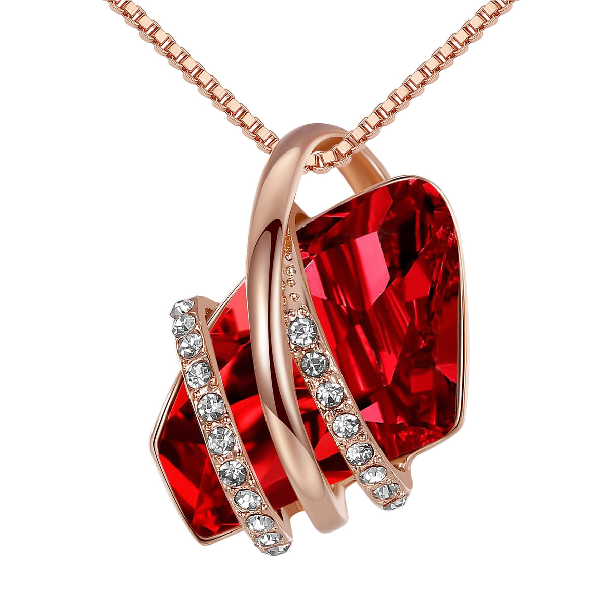 Leafael Wish Stone Pendant Necklace with Birthstone Crystal, 18K Rose Gold Plated/Silvertone, 18" + 2" – 101-Jan
