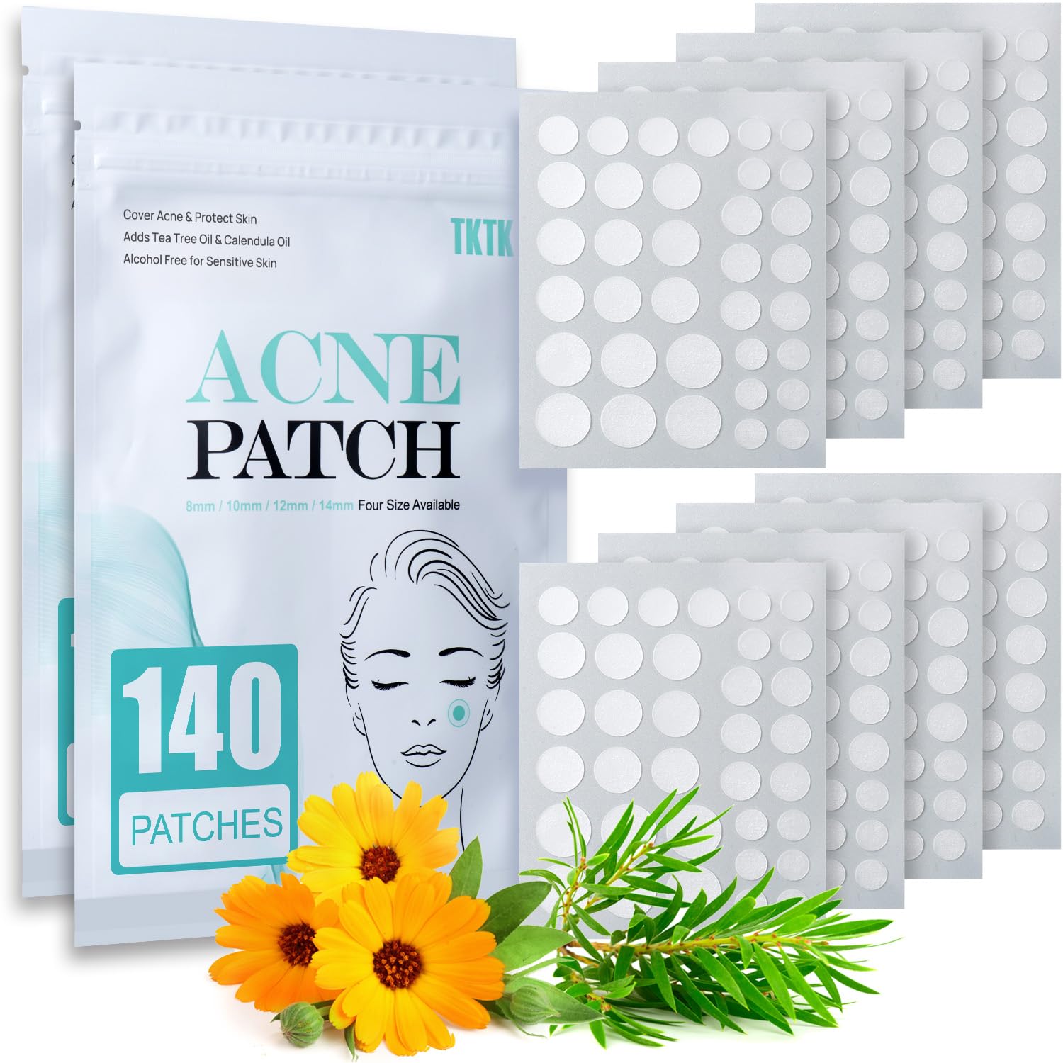 TKTK Pimple Patch for Face, Hydrocolloid Acne Absorbing Dots, 4 - Product Imagery