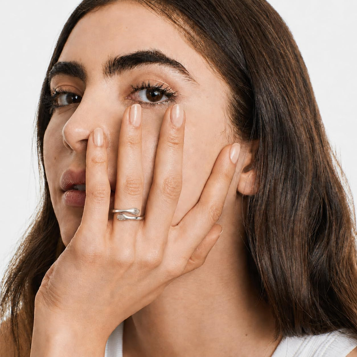 Yuanyora S925 Sterling Silver Hug Ring for Granddaughter Adjustable Ring – product photo (Bands)