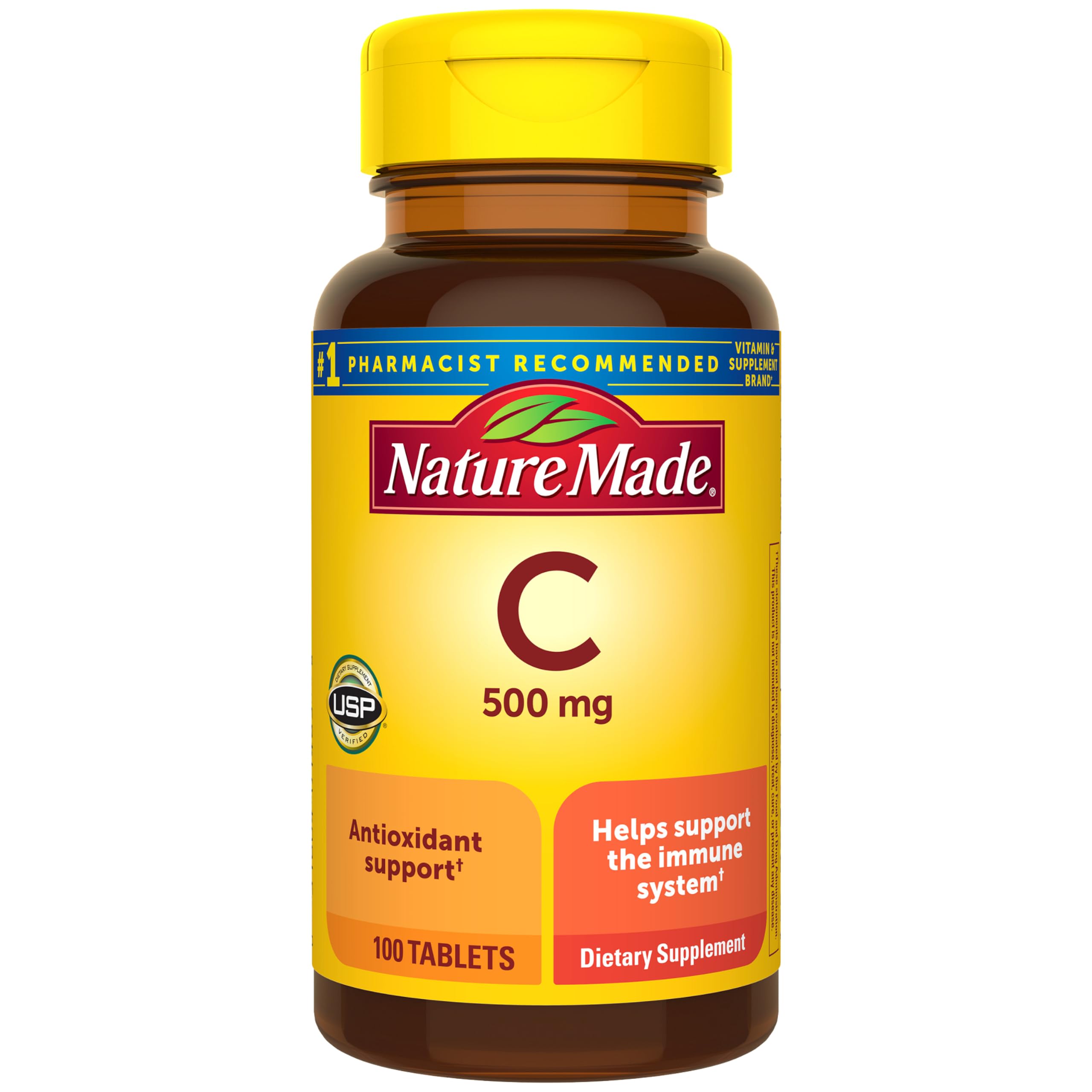 Nature Made Vitamin C 500 mg Tablets for Daily Immune Support, - Product Imagery