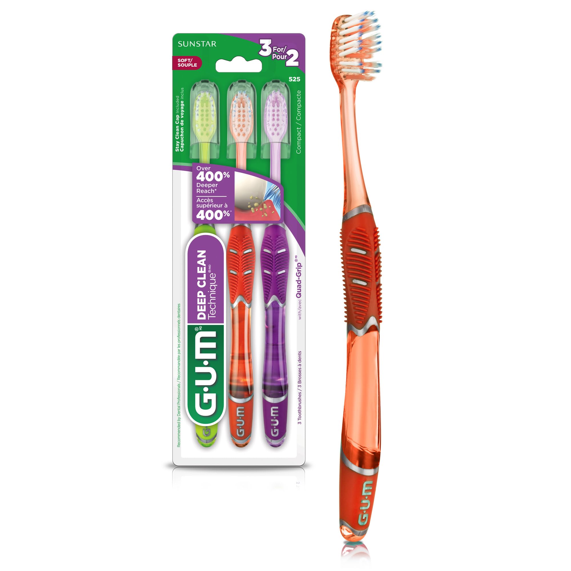 GUM Technique Deep Clean Toothbrush - Compact Head - Soft - Product Imagery