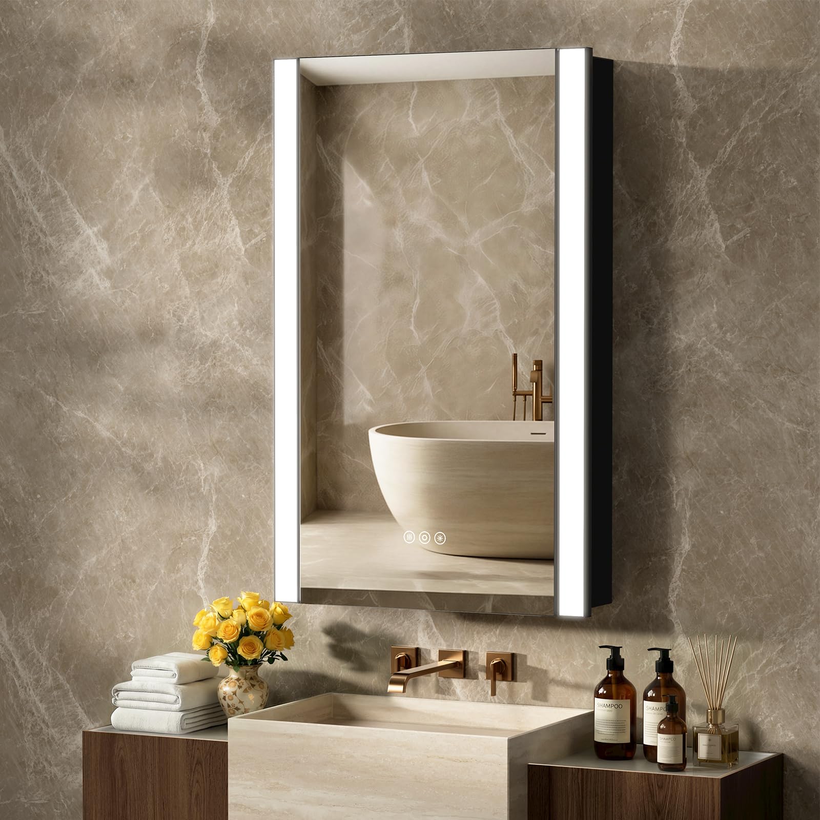 ACEMIRO 20x32 Inch Lighted Medicine Cabinet, Modern Bathroom - Product Imagery