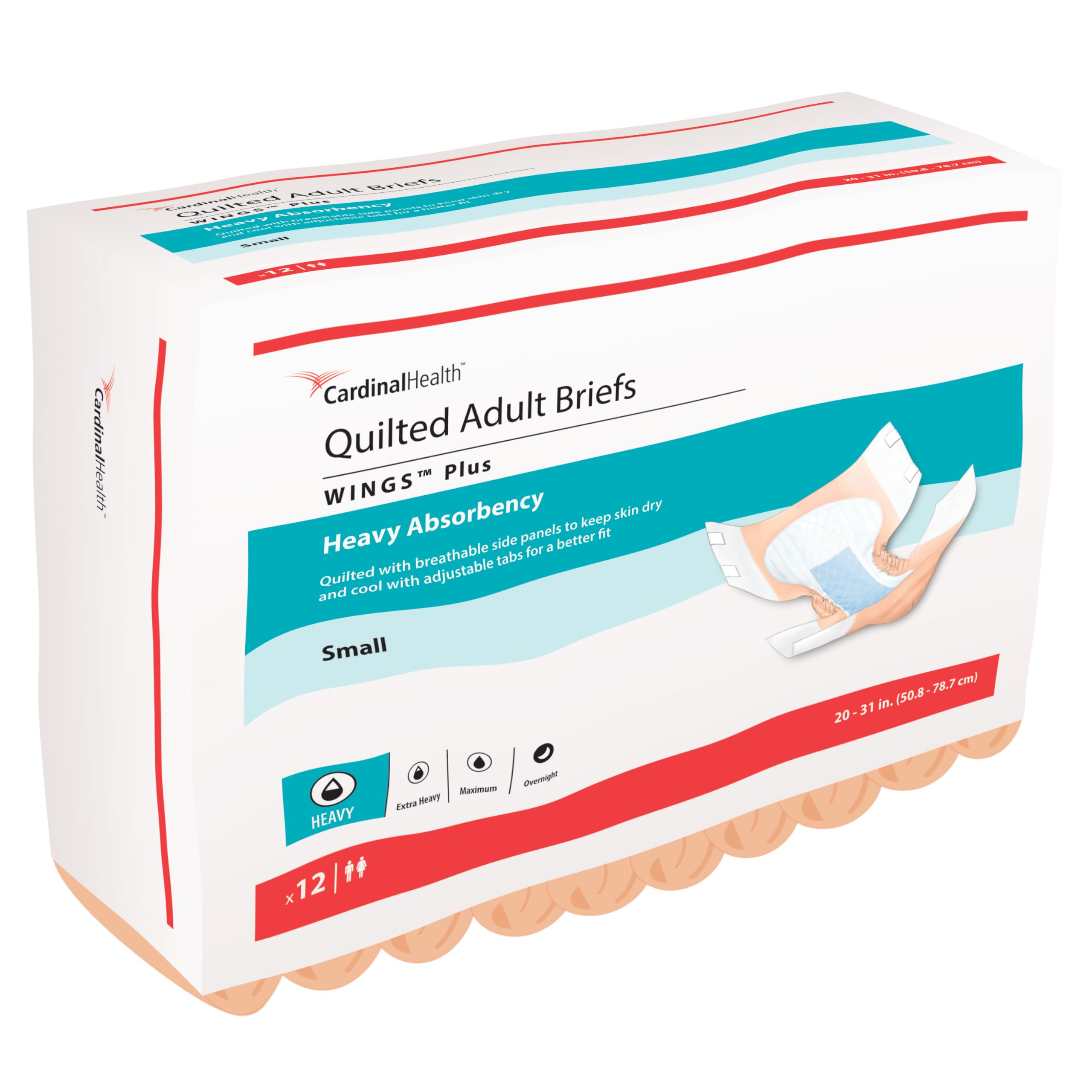 Cardinal Health™ Quilted Adult Briefs, Wings™ Plus, Heavy - Product Imagery