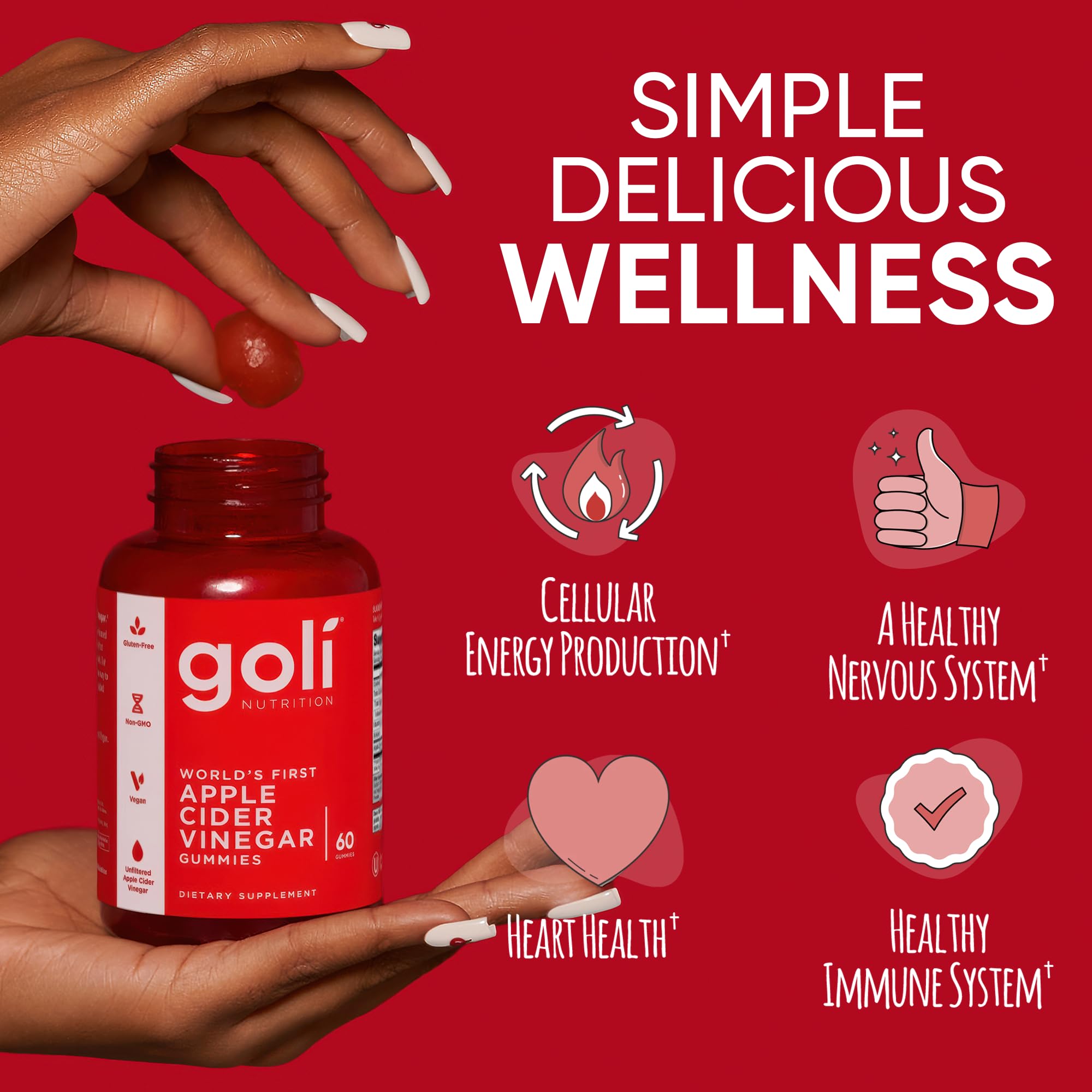 Goli Apple Cider Vinegar Gummies 180ct (3-Pack) + B12