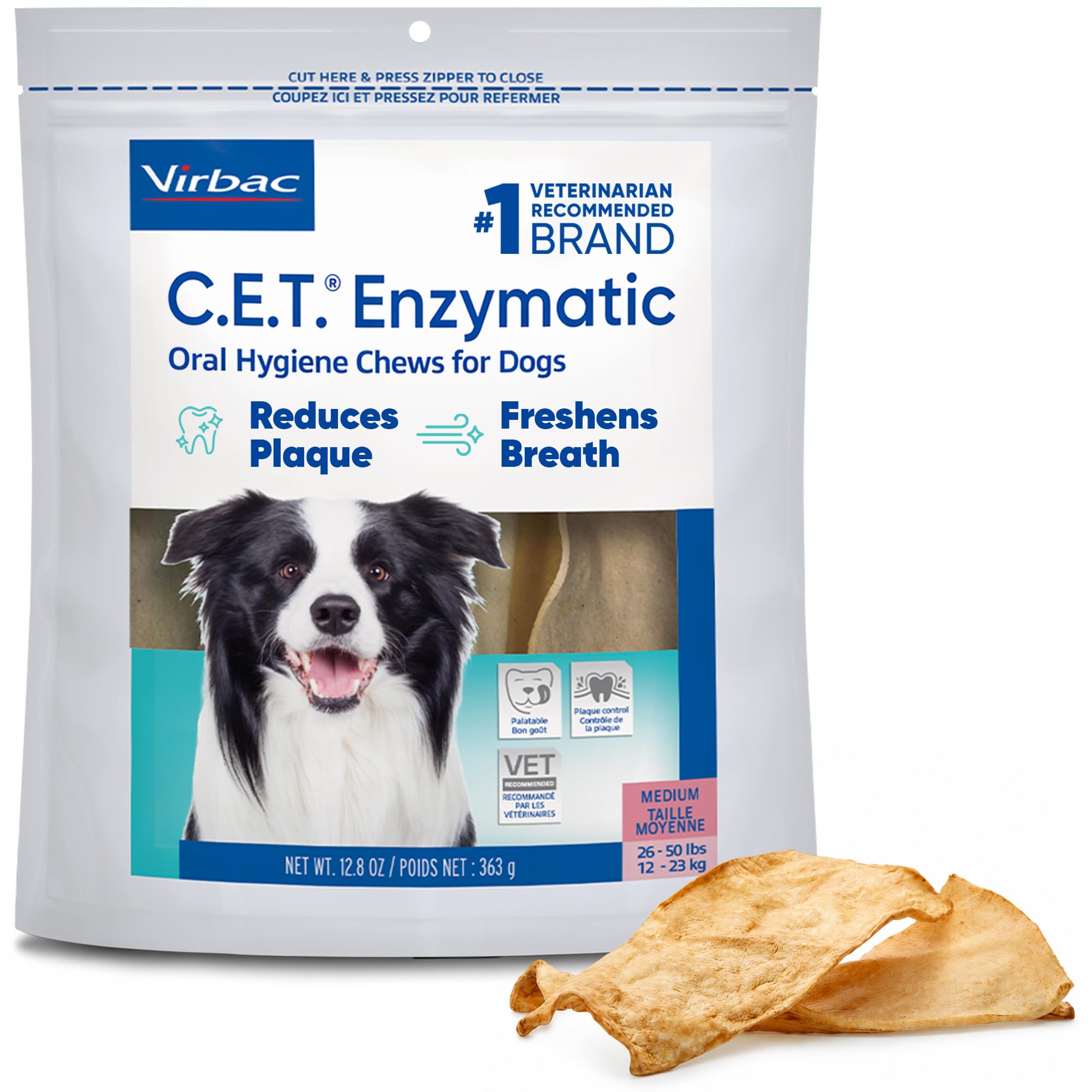 Virbac C.E.T. Enzymatic Oral Hygiene Chews for Dogs, Tartar - Product Imagery