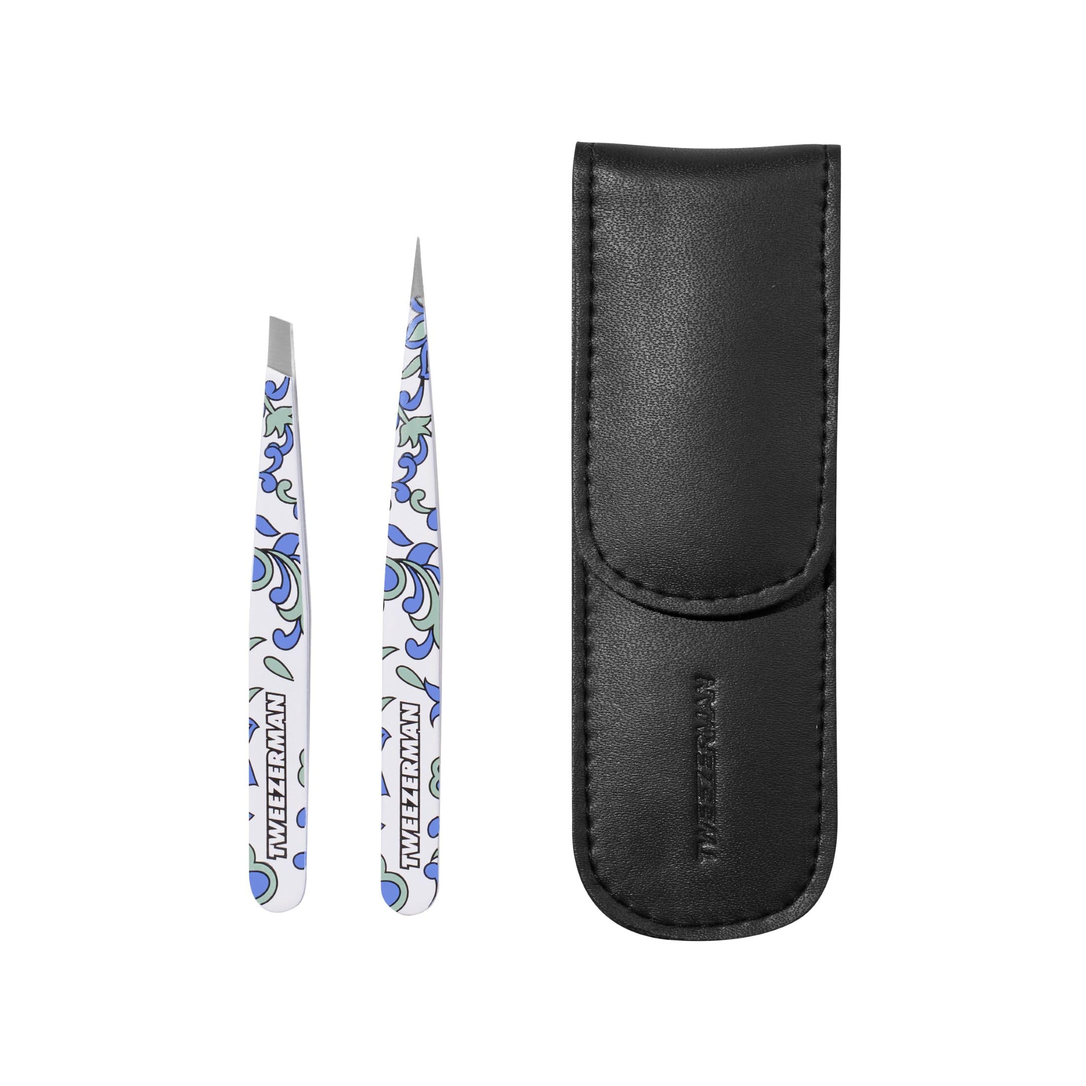 Tweezerman Petite Tweeze Set for Eyebrows with Travel Case Paisley