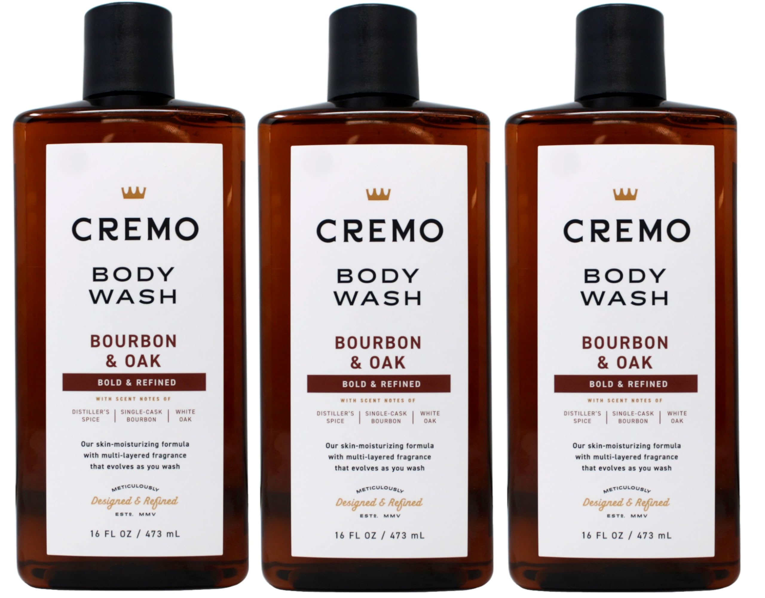 Cremo Body Wash, Bourbon & Oak, 16 Ounce (Pack of 3)