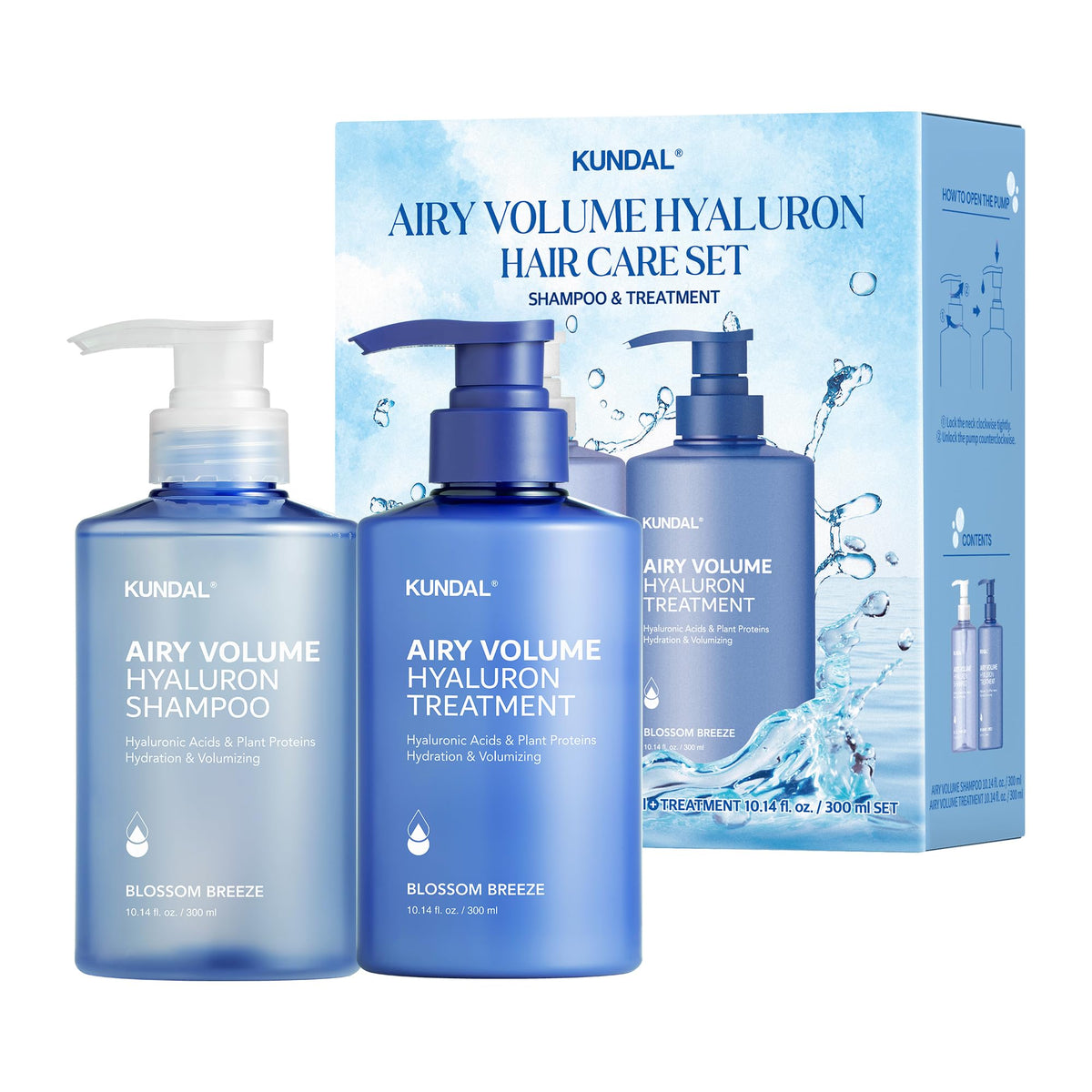 KUNDAL Airy Volume Hyaluron Korean Hair Care Shampoo and Conditioner Set, Blossom Breeze – product photo (Shampoo &amp; 