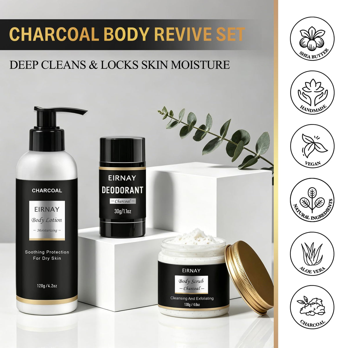 EIRNAY Gifts for Men, 21PCS Spa Gift Basket Set for Men, Charcoal Skin Care Set – full view
