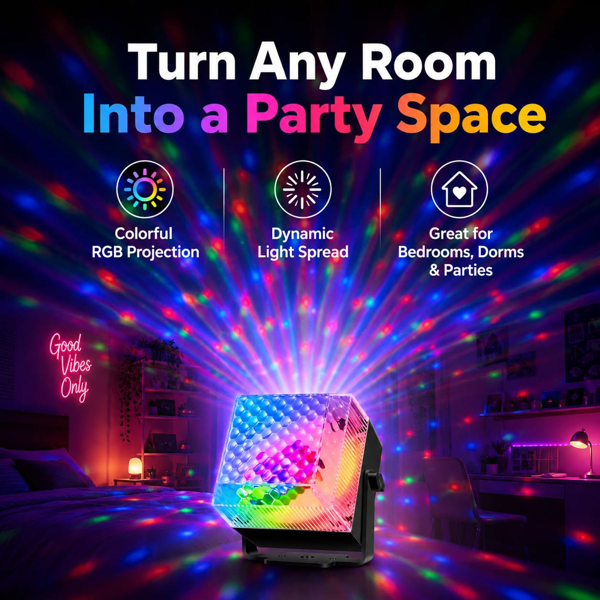 BUCLHOZ 2 Pack Party Lights, Disco LED Lights Sound Activated with Remote Controls, Dual Strobe Mood Lighting for Indoor