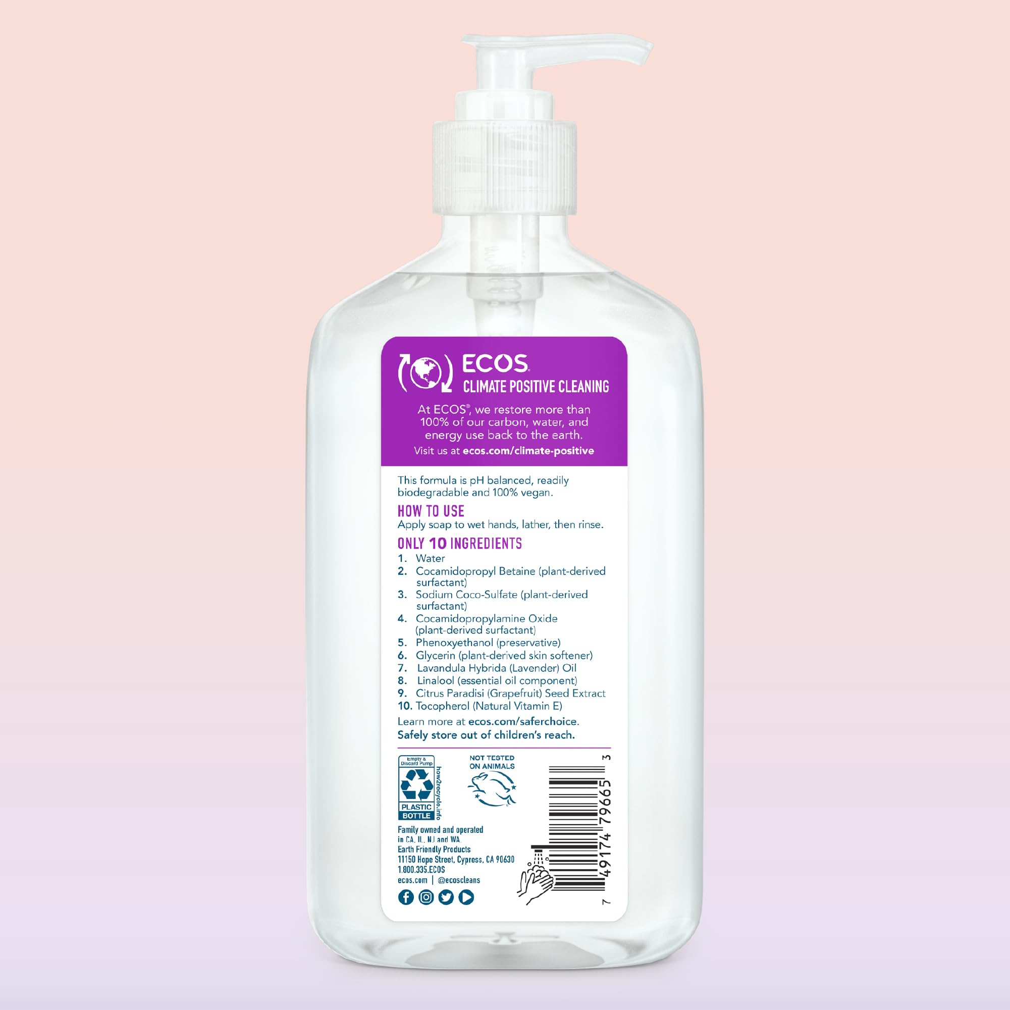 ECOS Hypoallergenic Hand Soap Lavender 17 oz 6-Pack