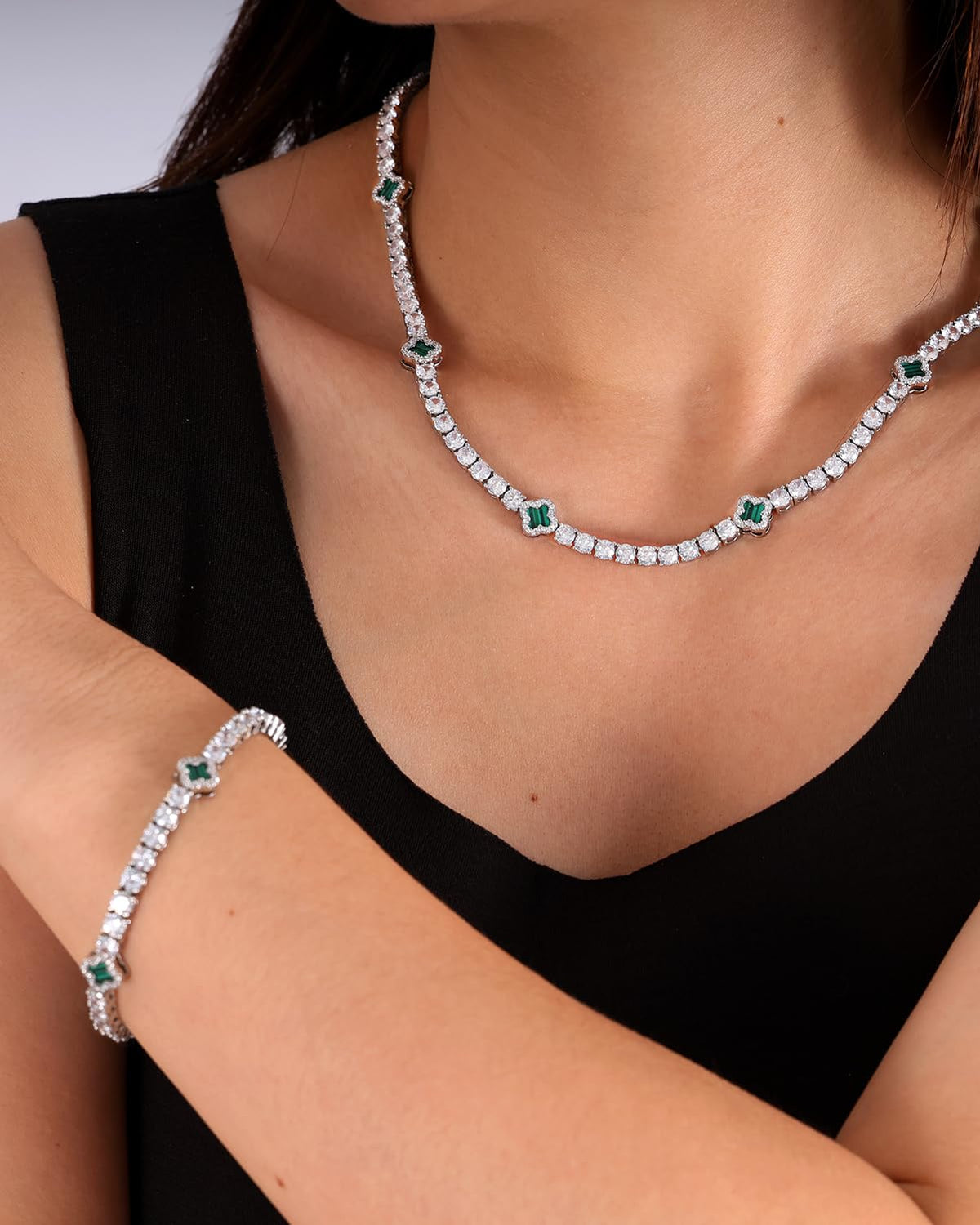 LuxeFlex 4mm Iced Out Four Leaf Tennis Bracelet, White Gold Plated with 5A Zircon Stones, Handmade exquisite Hip Hop Jew