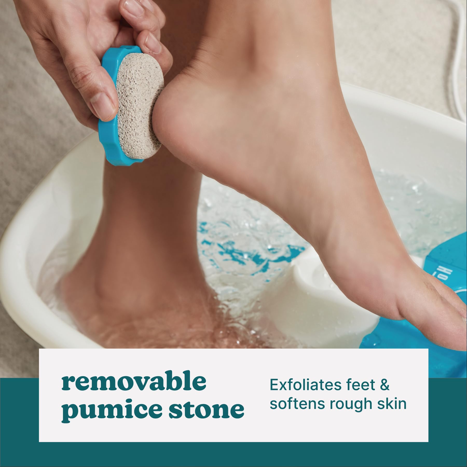 Homedics Bubble Mate Foot Spa massager with toe touch control, featuring bubbling water jets for relaxing foot bath therapy.