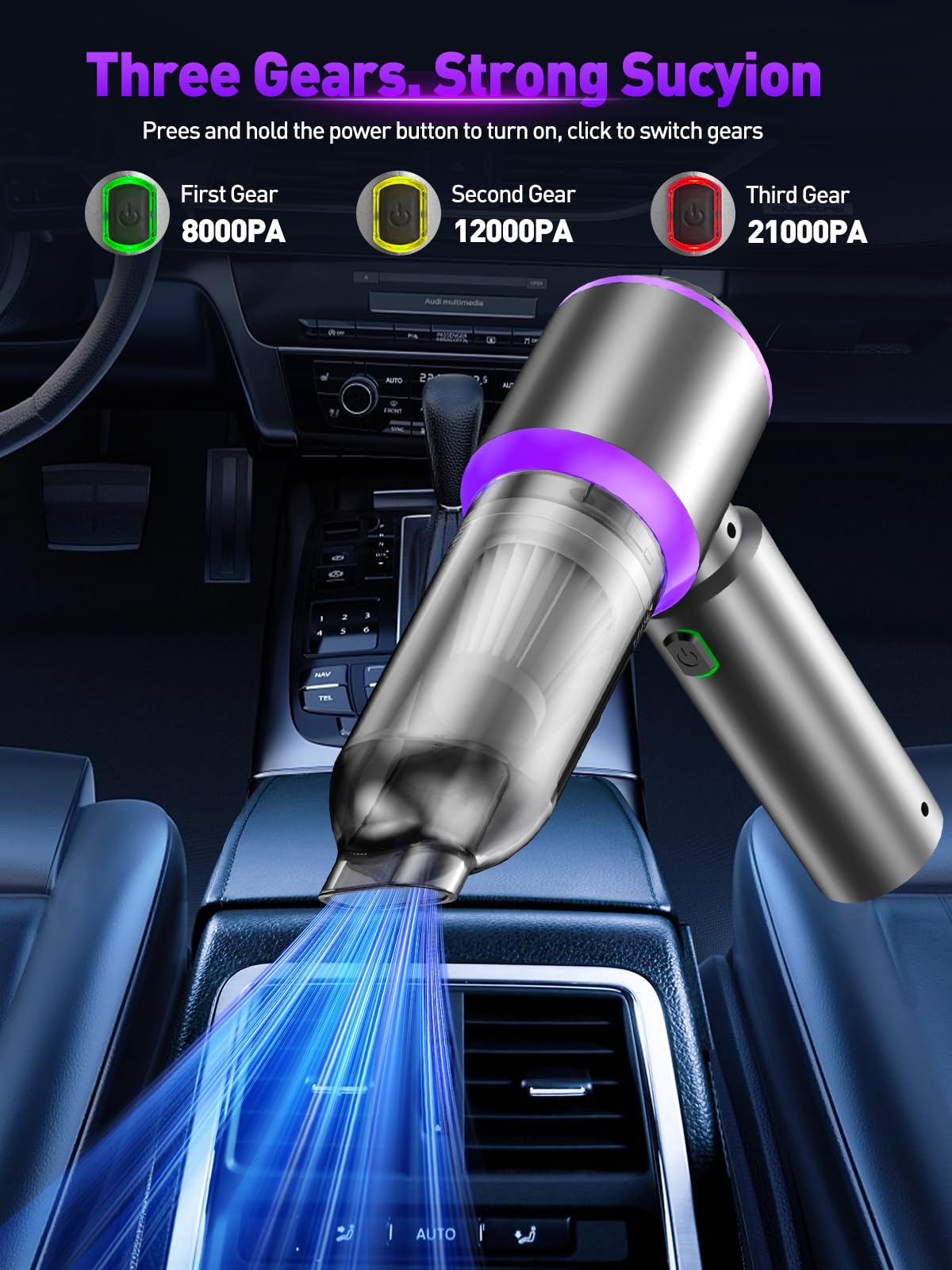 IYOFINE Vacuum/Air Duster Super Power Mini Car Vacuum Cleaner 4-in-1 air Blower Gun – product photo (Vacuums)