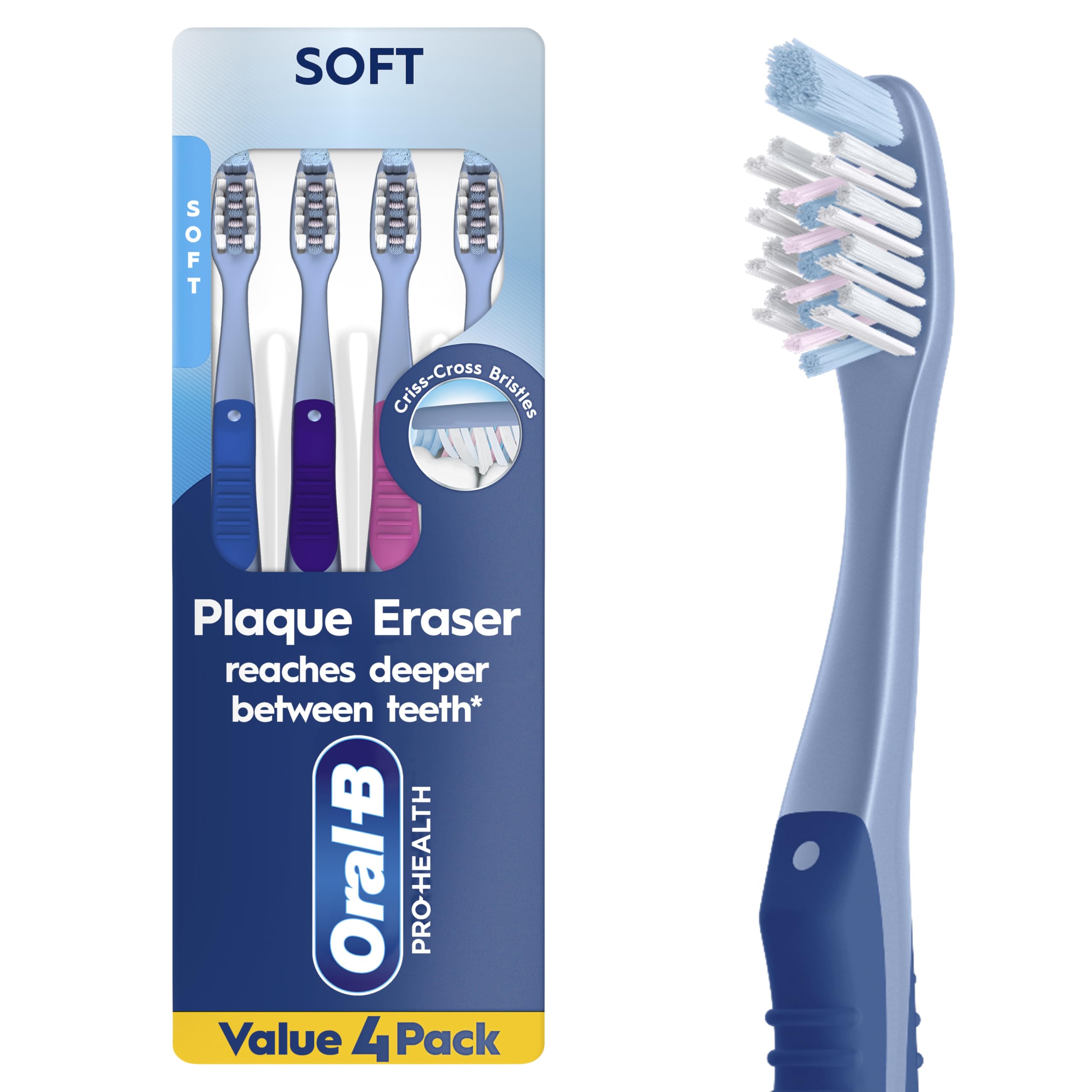 Oral-B Toothbrush Pro-Health Plaque Eraser Manual Toothbrush, - Product Imagery