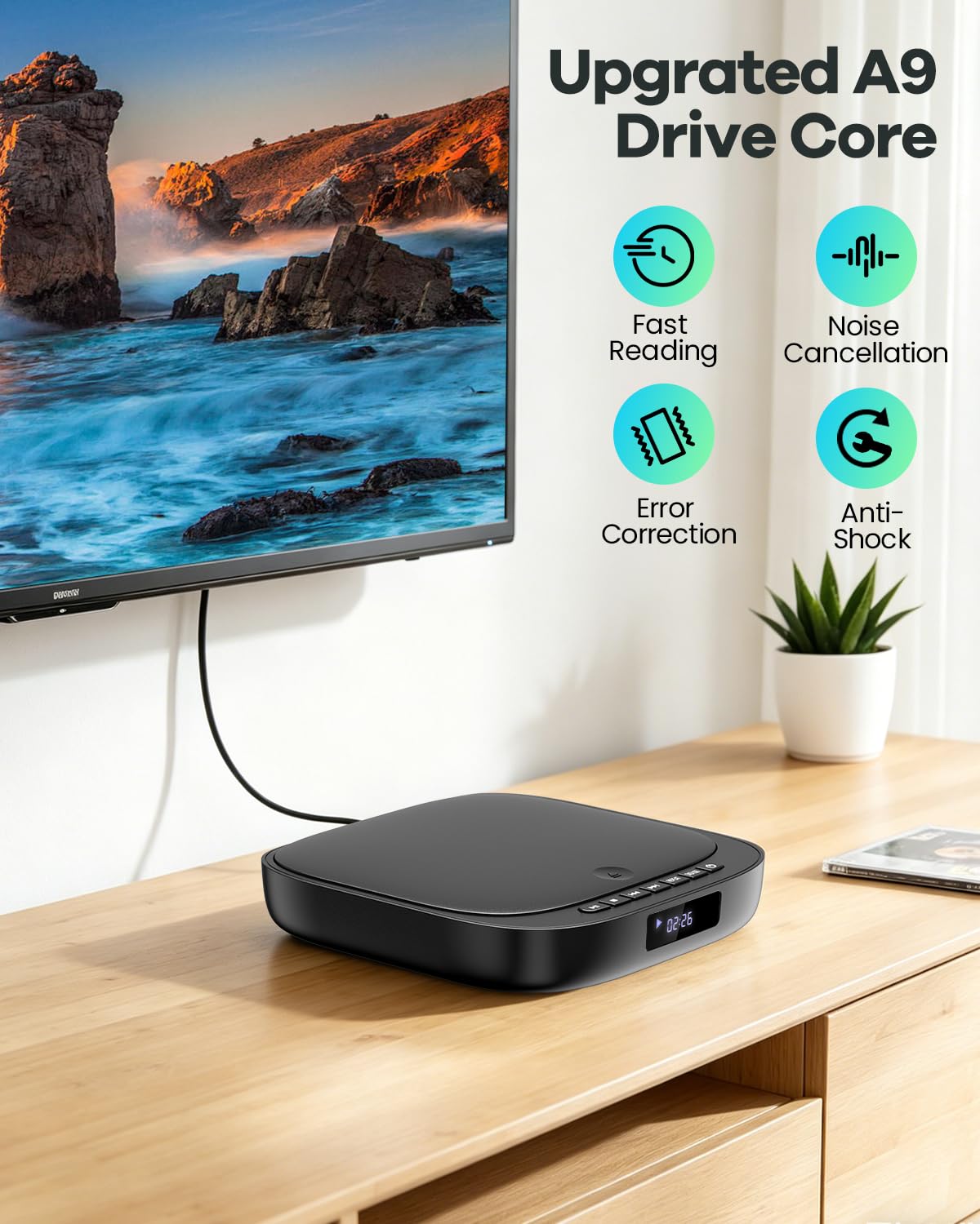 FELEMAN Mini DVD Players for TV that Plays All Regions and Formats – full view