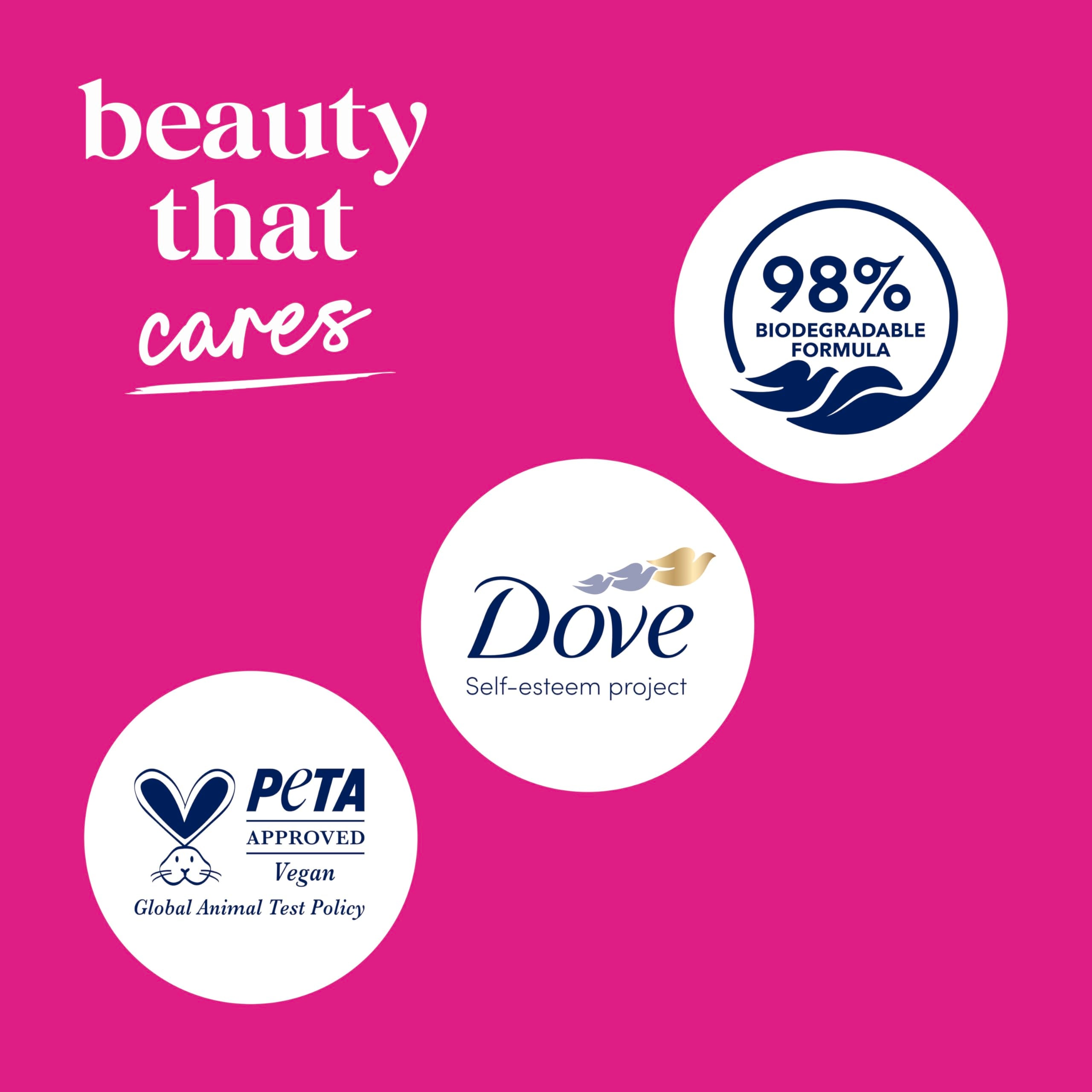 Dove Dragon Fruit & Coconut Cream Body Wash 4-pack, creamy liquid soap bottles with fresh fruit and coconut scent