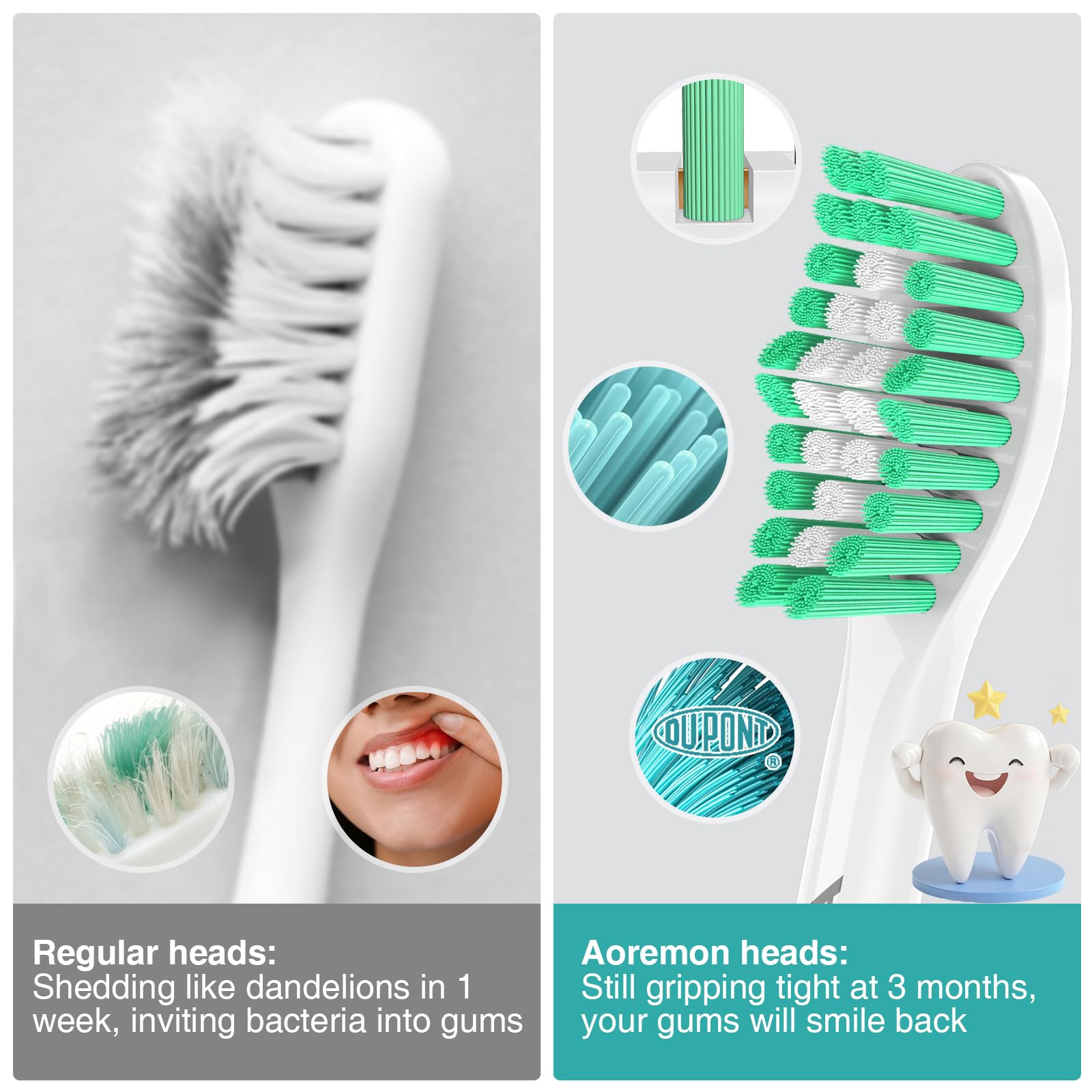 Aoremon toothbrush heads for Philips Sonicare E-Series, pack of 8, replacement brush heads for effective teeth cleaning.