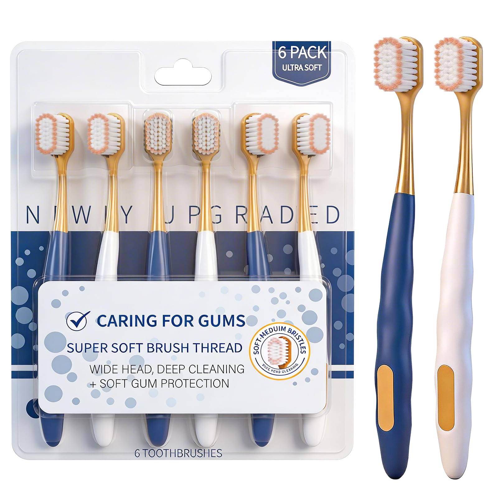 Adult Wide Head Soft Hair Toothbrush, Manual Toothbrush, - Product Imagery