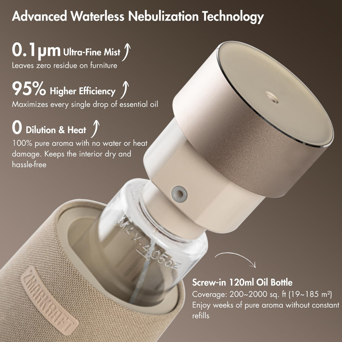 ZMARKRAFT Waterless Essential Oil Diffuser with Ambient Lighting & Built-in Speaker – full view, size For All Room Sizes