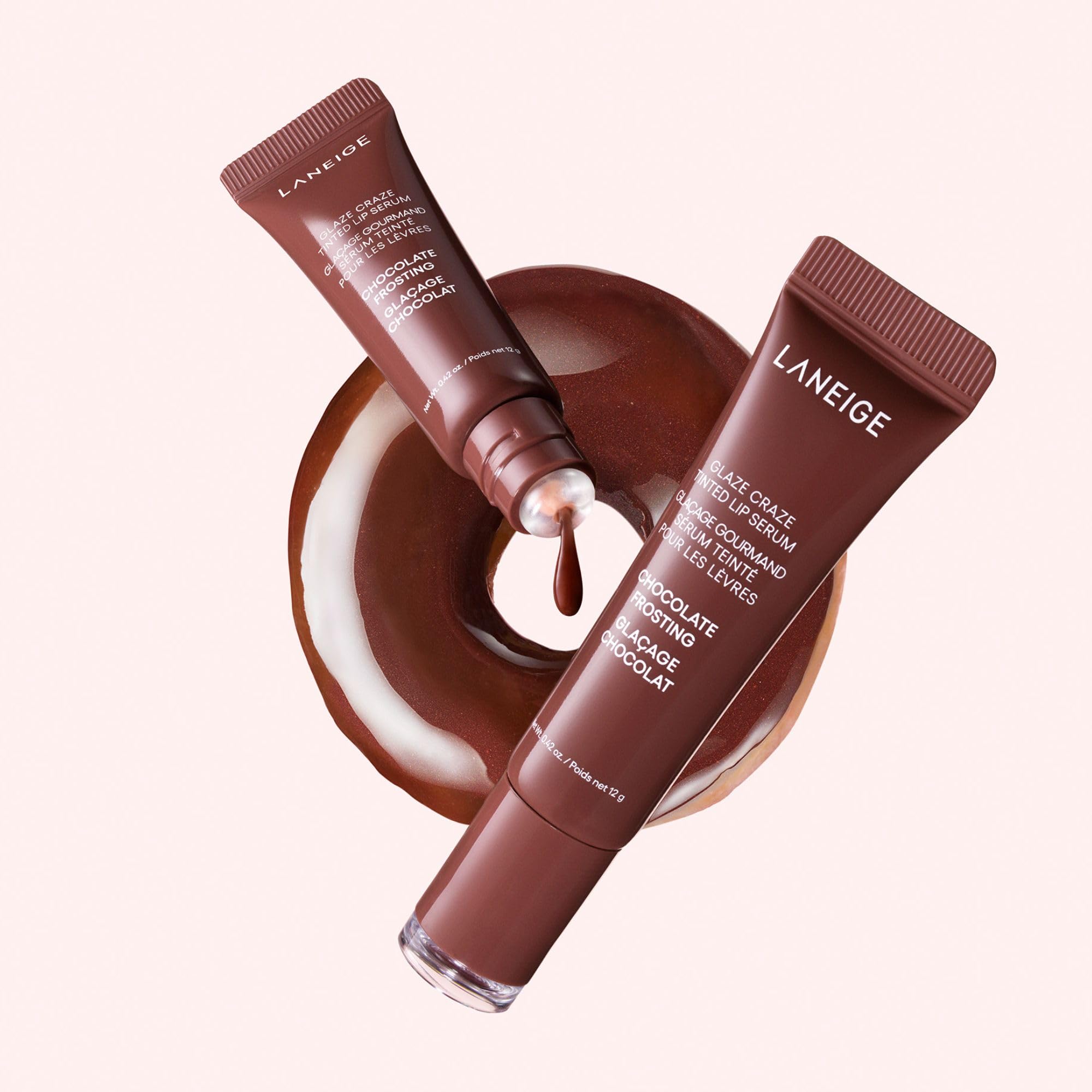Laneige Glaze Craze Tinted Lip Serum in Chocolate Frosting, hydrating lip treatment with glossy finish and soft, nourished lips.