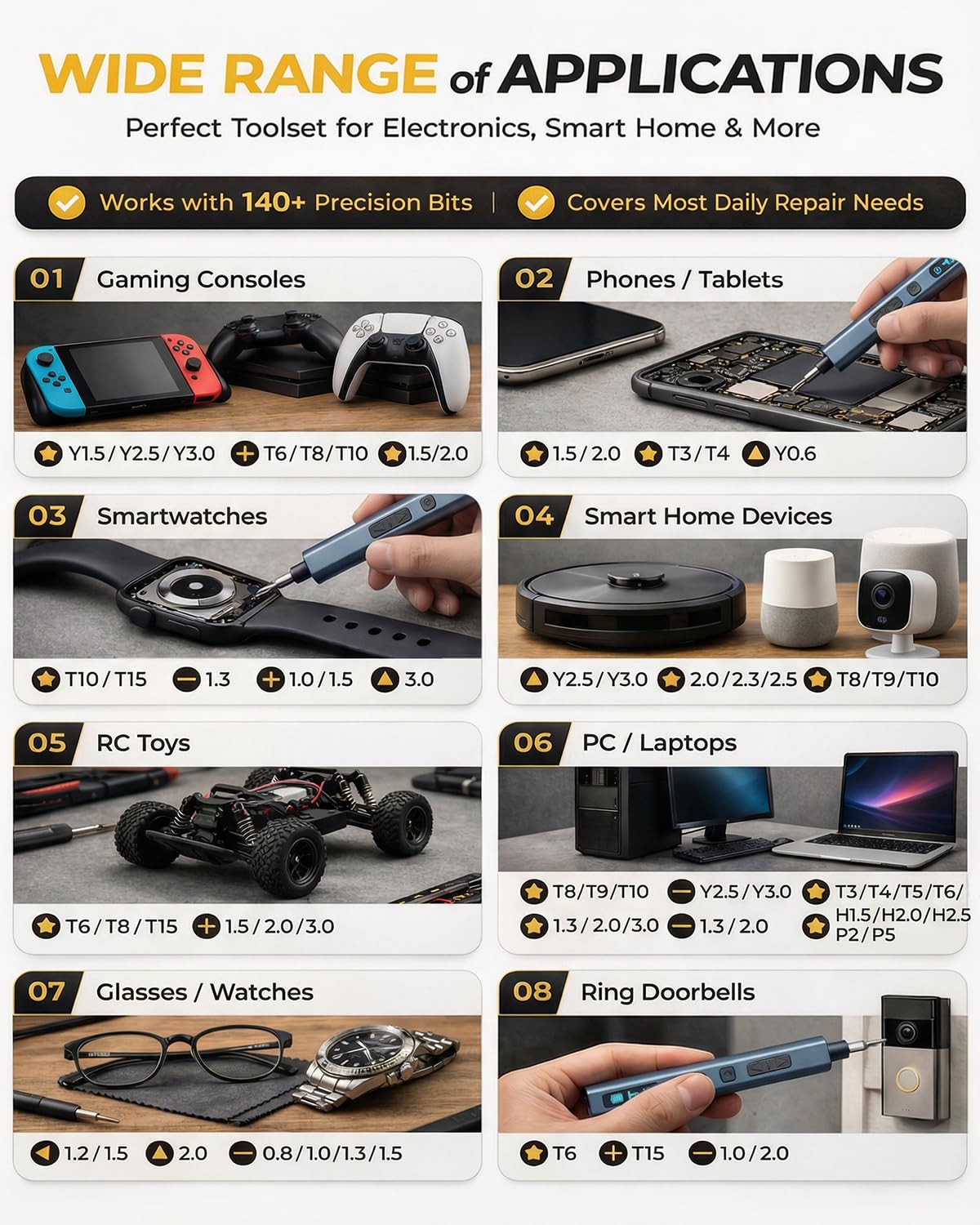 UnaMela 160 in 1 Mini Electric Screwdriver Set: Cordless Precision Power Tool Kit – full view