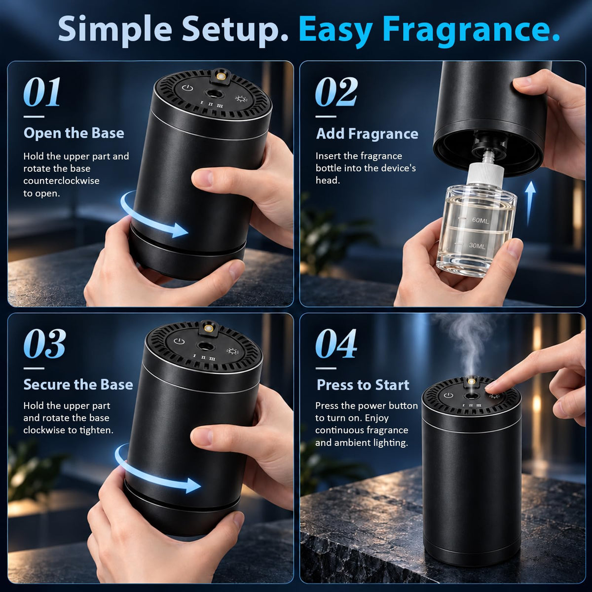 Smart Car Air Freshener Diffuser with Starry Sky Projection - Lirset Official Imagery - 7