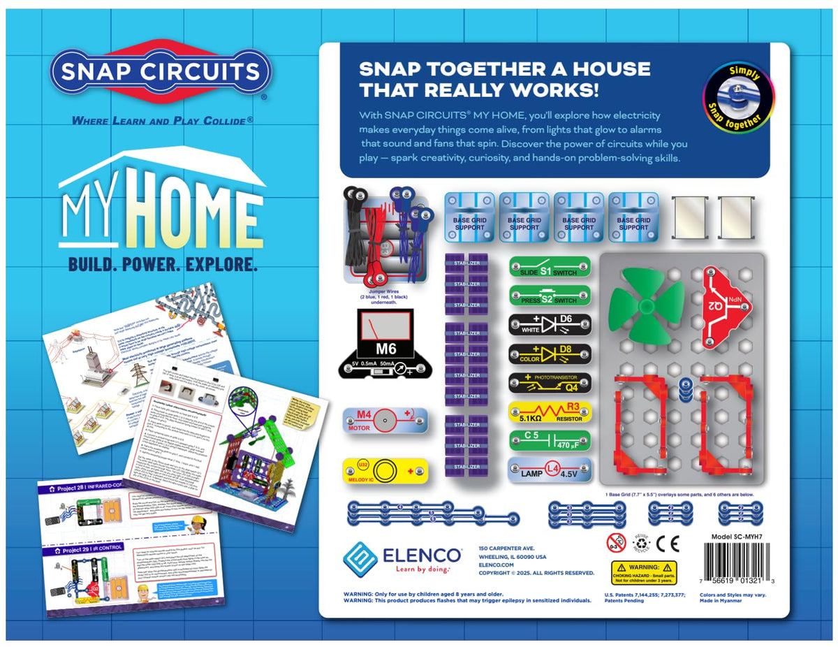 SNAP CIRCUITS My Home STEM Electronics Building Kit for Kids Ages 8+ – packaging and label