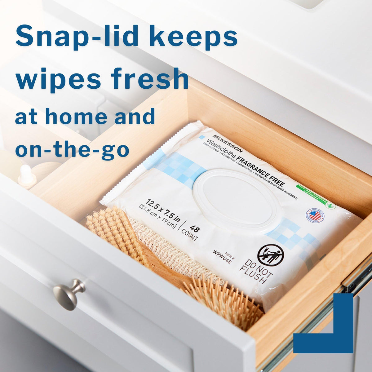 McKesson Washcloth Wipes for Adults, Unscented (6 Pack, 576 Washcloths) – packaging and label