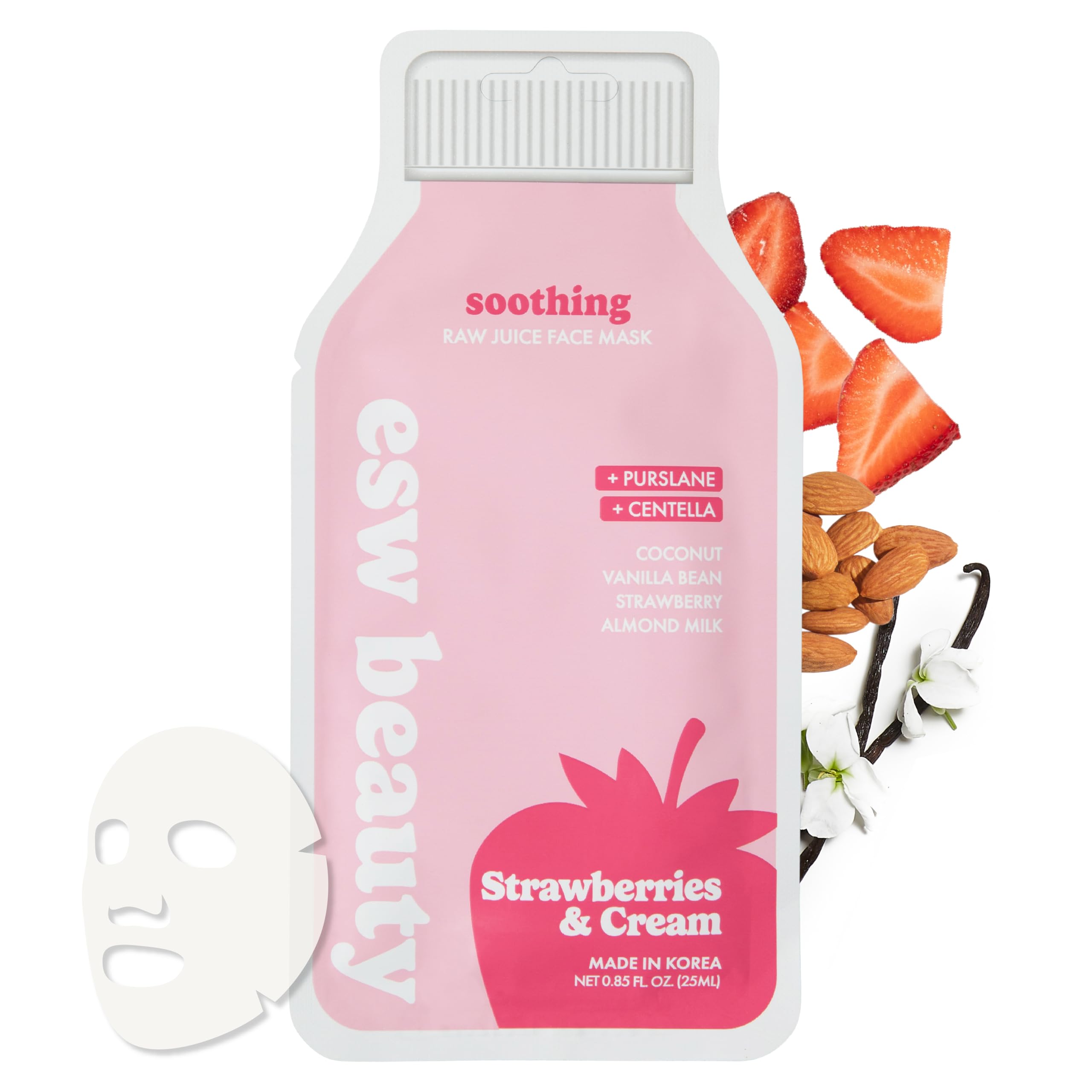 ESW Beauty Strawberries & Cream Soothing Face Mask, Korean Skin - Product Imagery