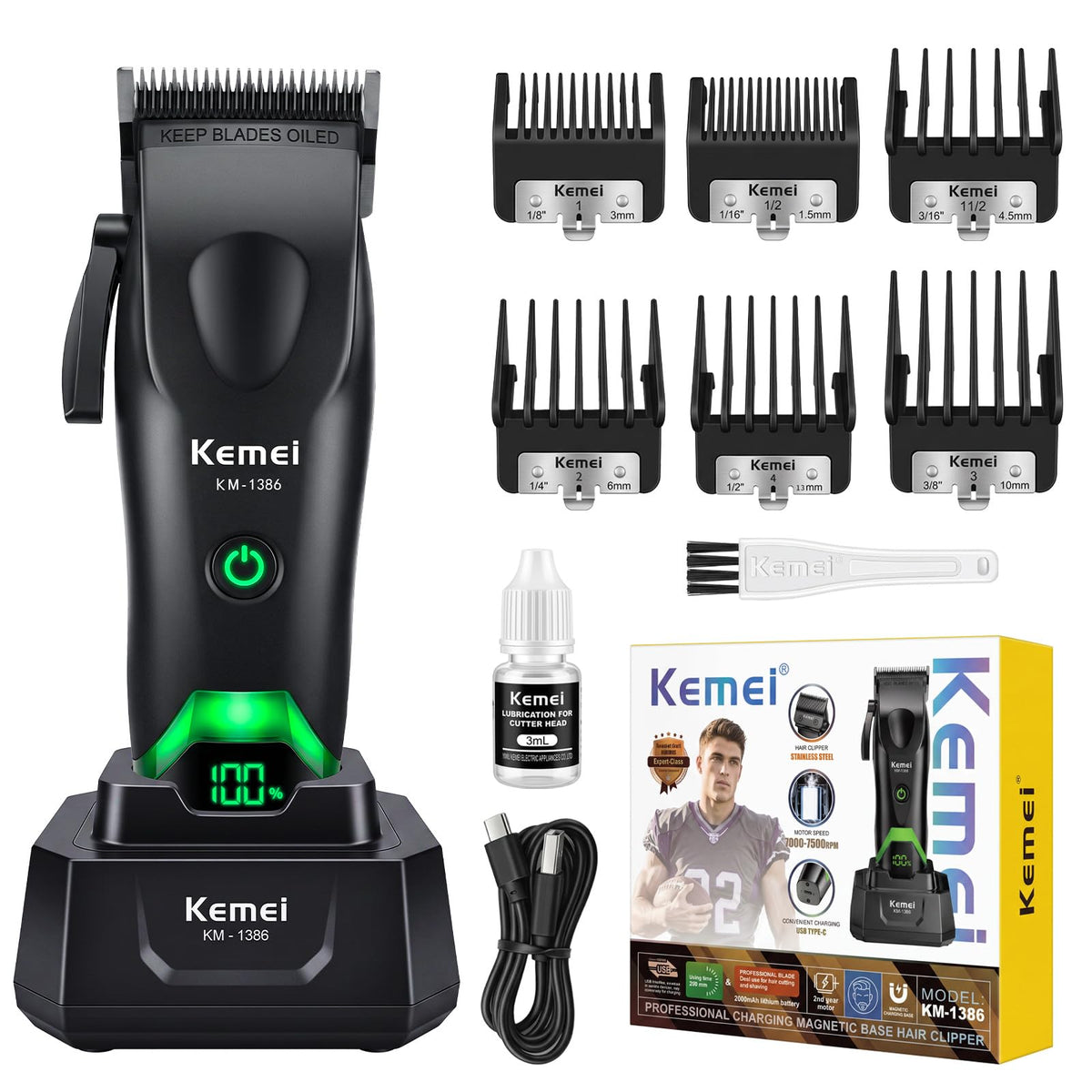 KEMEI 1386 Professional Hair Clipper for Men Cordless Hair Cutting Kits – product photo (Hair Clippers)