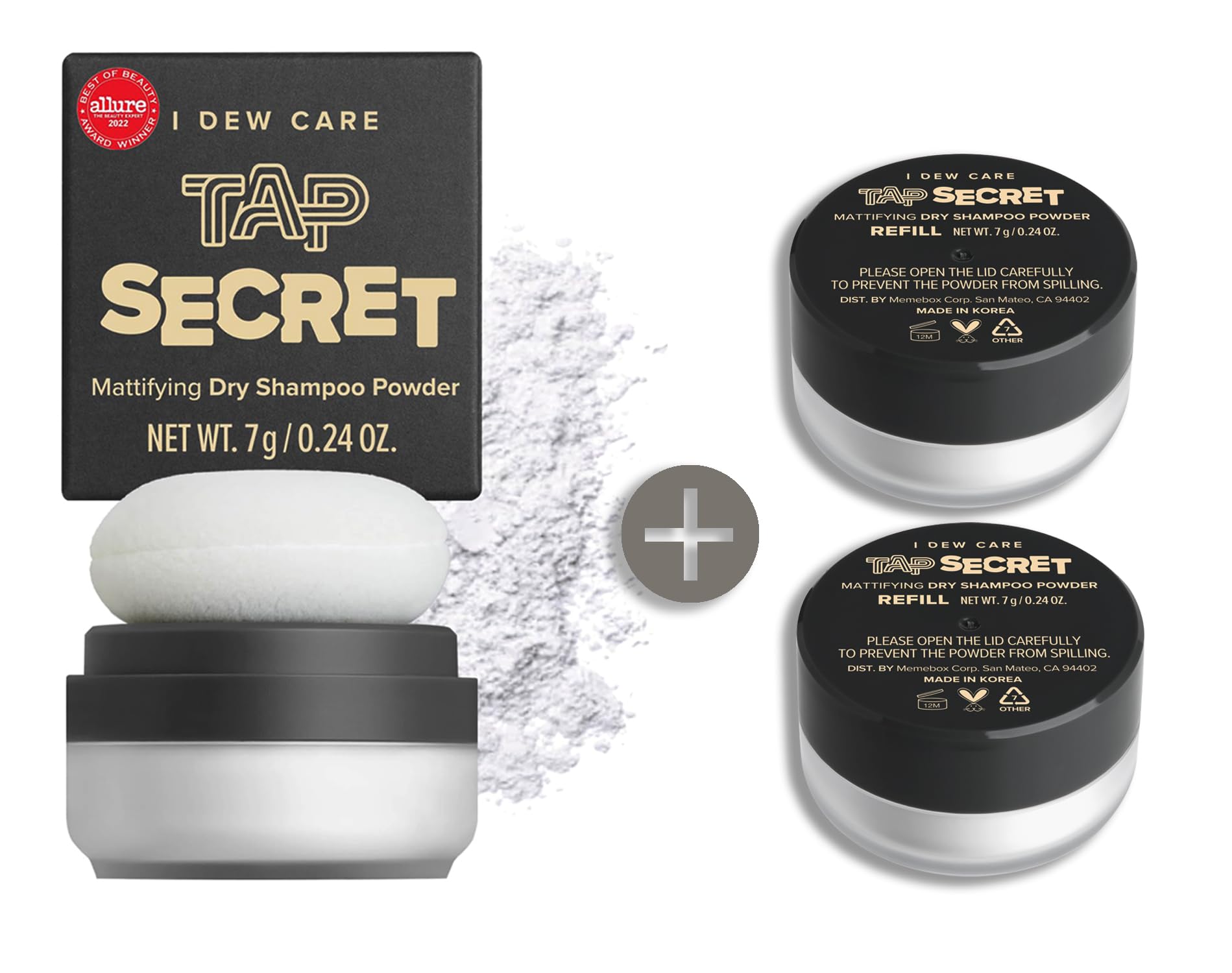 I DEW CARE Dry Shampoo Powder - Tap Secret Orignal + Refill 2 - Product Imagery