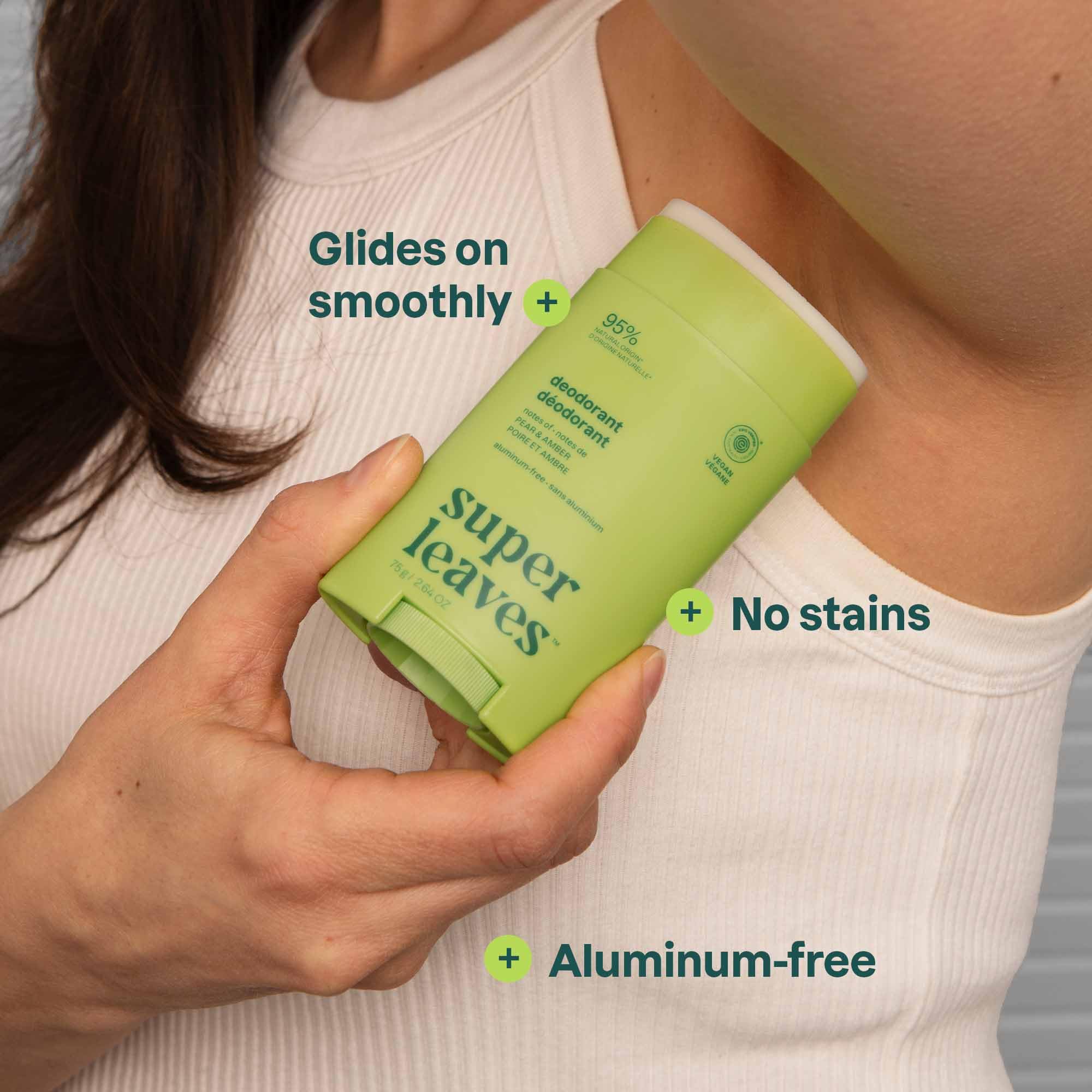ATTITUDE aluminum-free pear and amber scented body deodorant in a 2.64 oz stick, natural and cruelty-free for fresh underarm freshness.