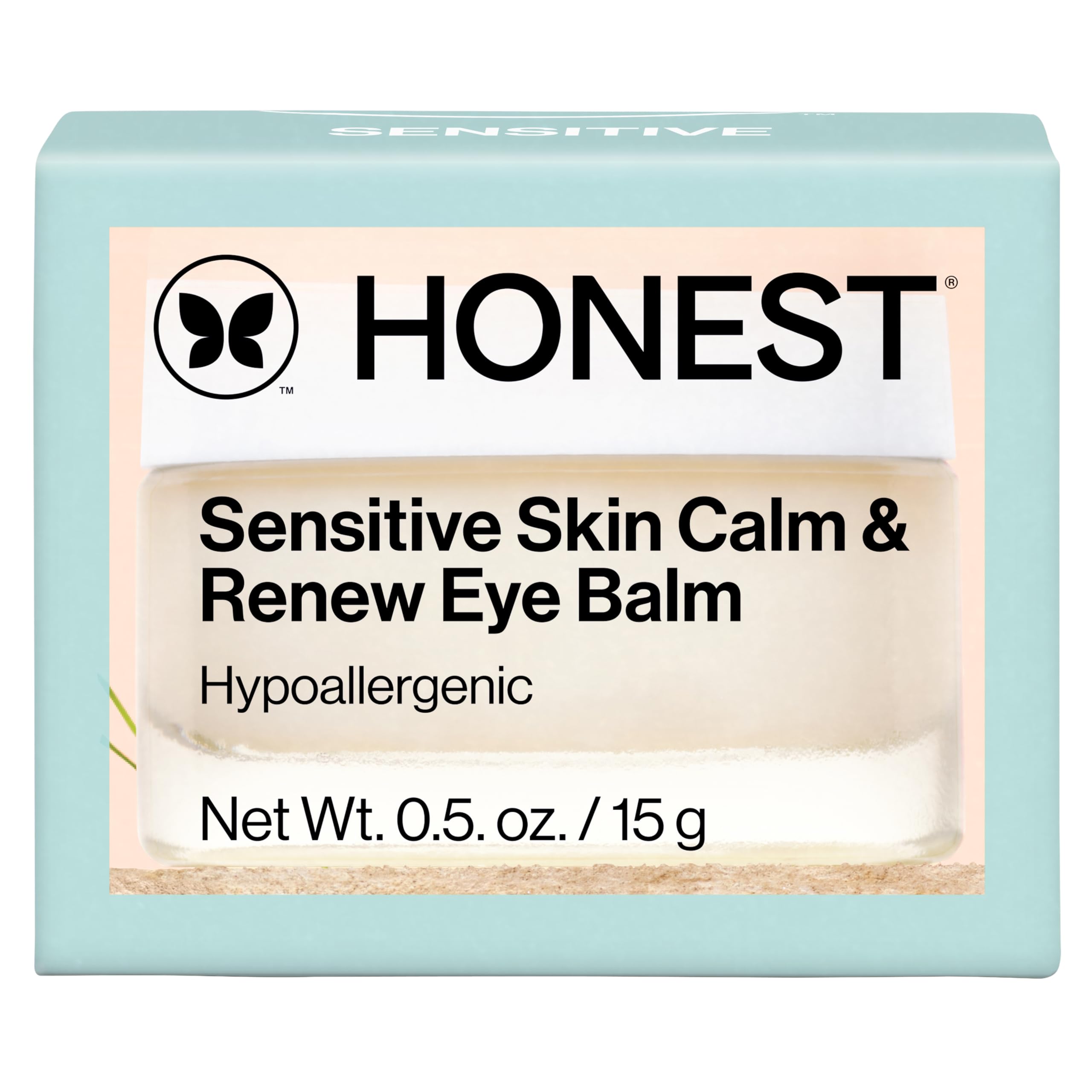 Honest Beauty Sensitive Skin Calm Renew Eye Balm, Vegan, Unscented, 0.5 oz