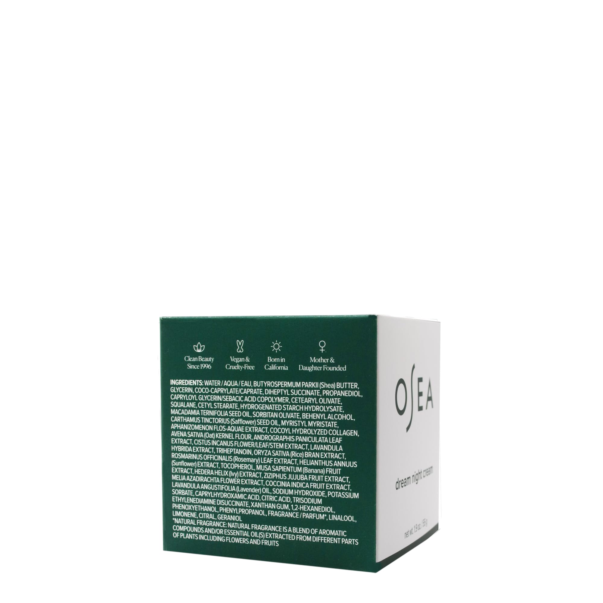 OSEA Dream Night Cream Bio-Retinol skin moisturizer in 1.7oz jar, showcasing its rich, hydrating formula for anti-aging skincare.
