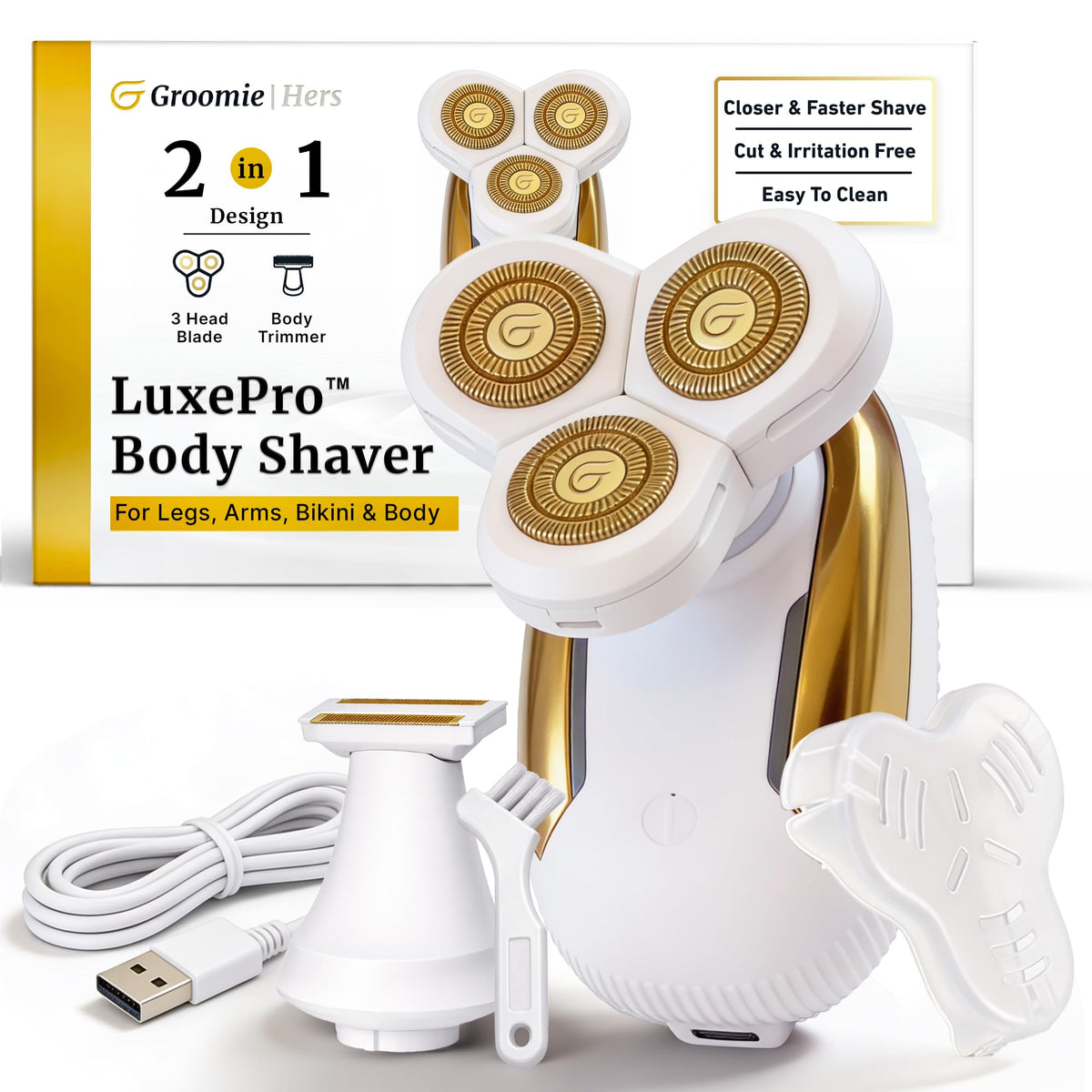 Groomie Hers LuxePro Women's Electric Body Shaver for Sensitive Skin – product photo (Foil Shavers)