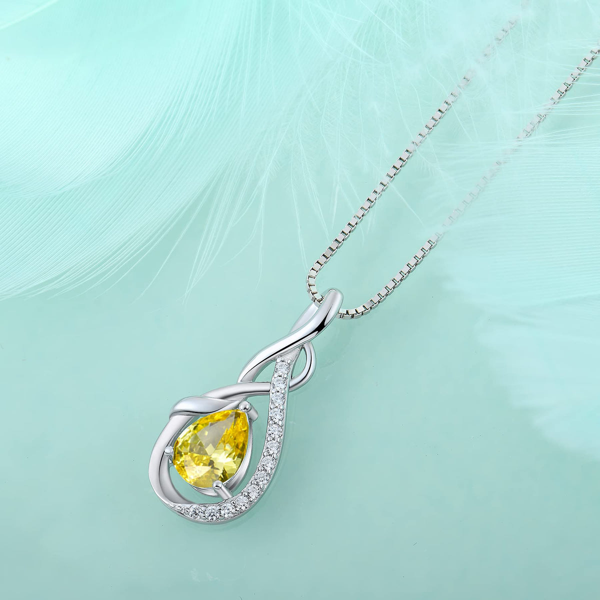 STARCHENIE Infinity Teardrop Necklace for Women 925 Sterling Silver Pendant Birthstone Jewelry – full view