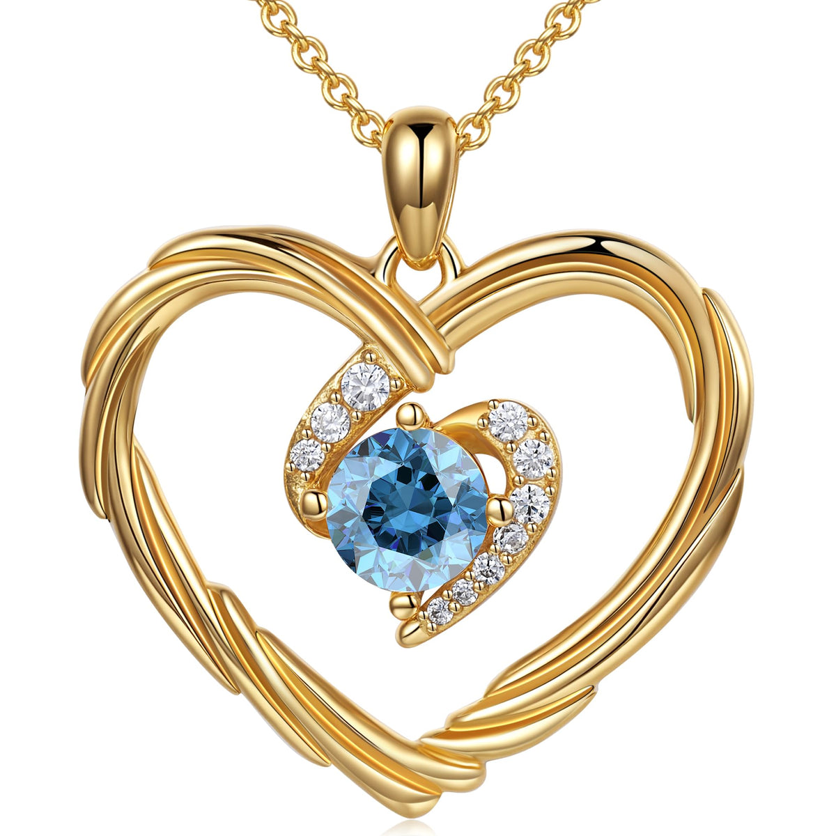 G&GEMSJEW Gold Heart Birthstone Necklaces for Women 925 Sterling Silver – product photo (Pendant Necklaces)