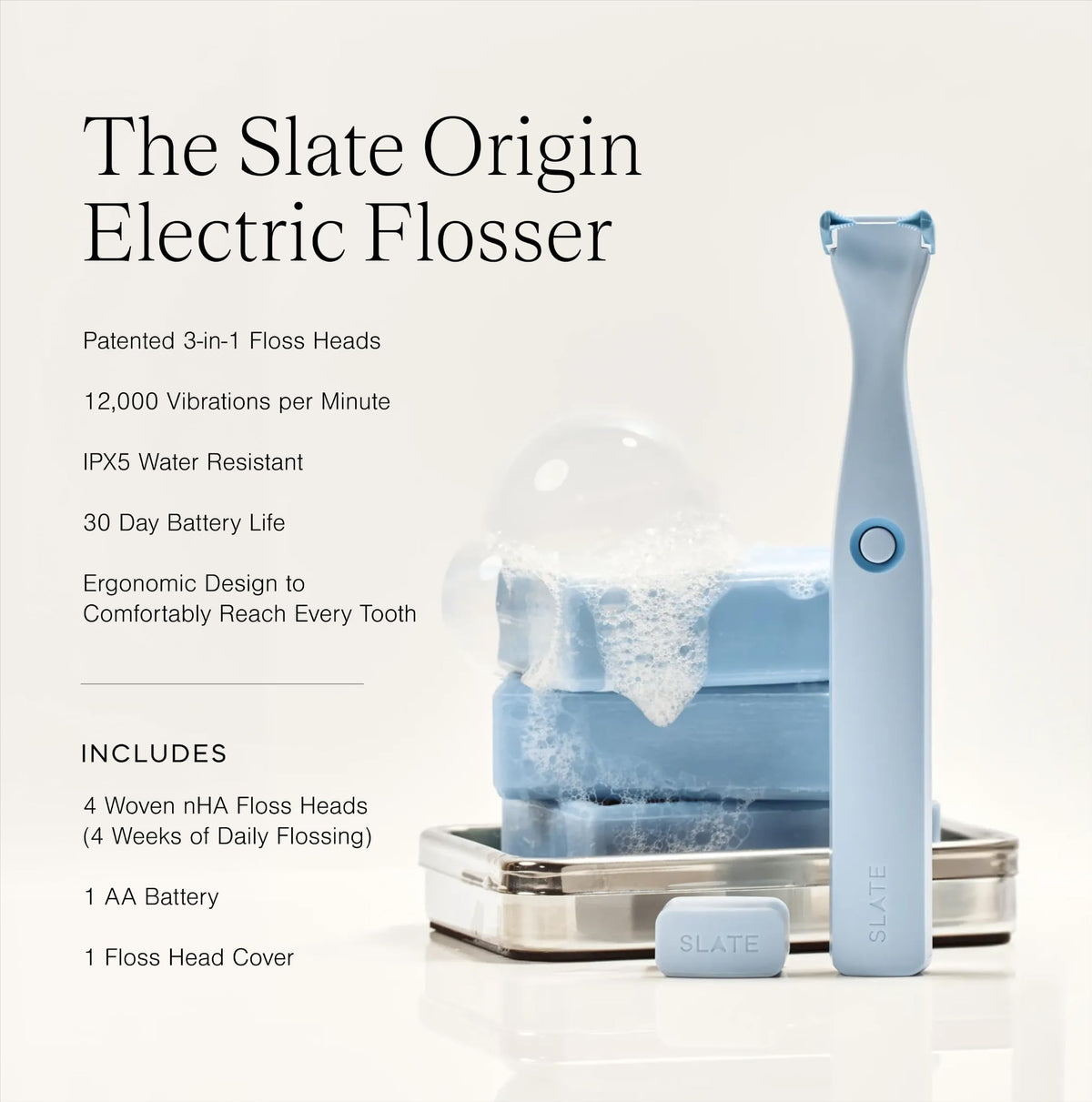 Slate Origin 3 in 1 Battery Powered Electric Flosser Dentist - SLATE Official Imagery - 3