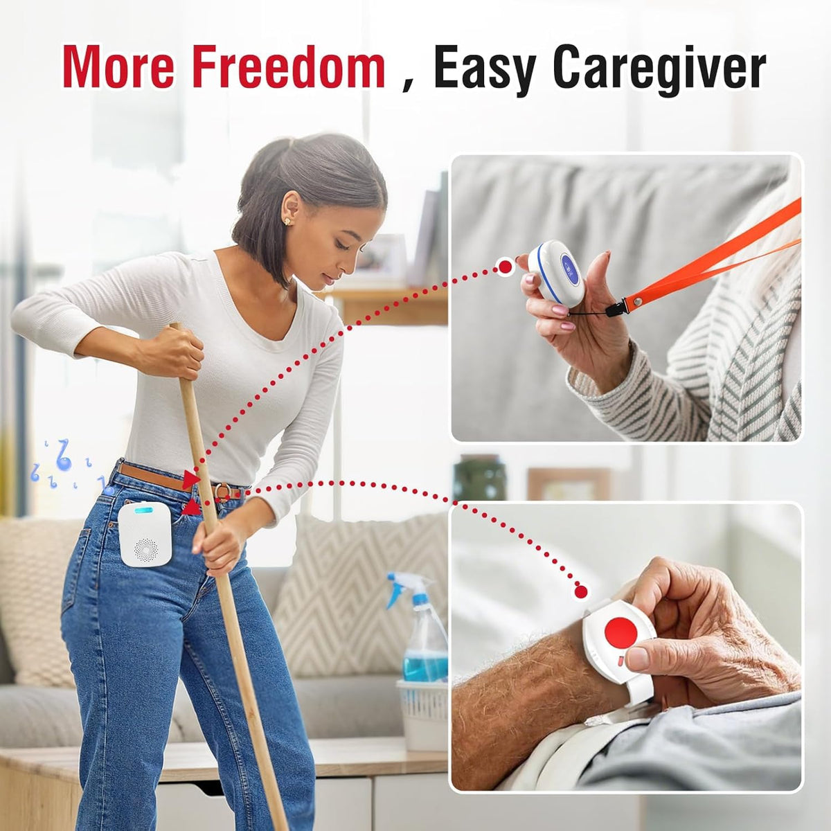 CallToU Caregiver Pager with 2 Wireless Call Button for - CallToU Official Imagery - 3