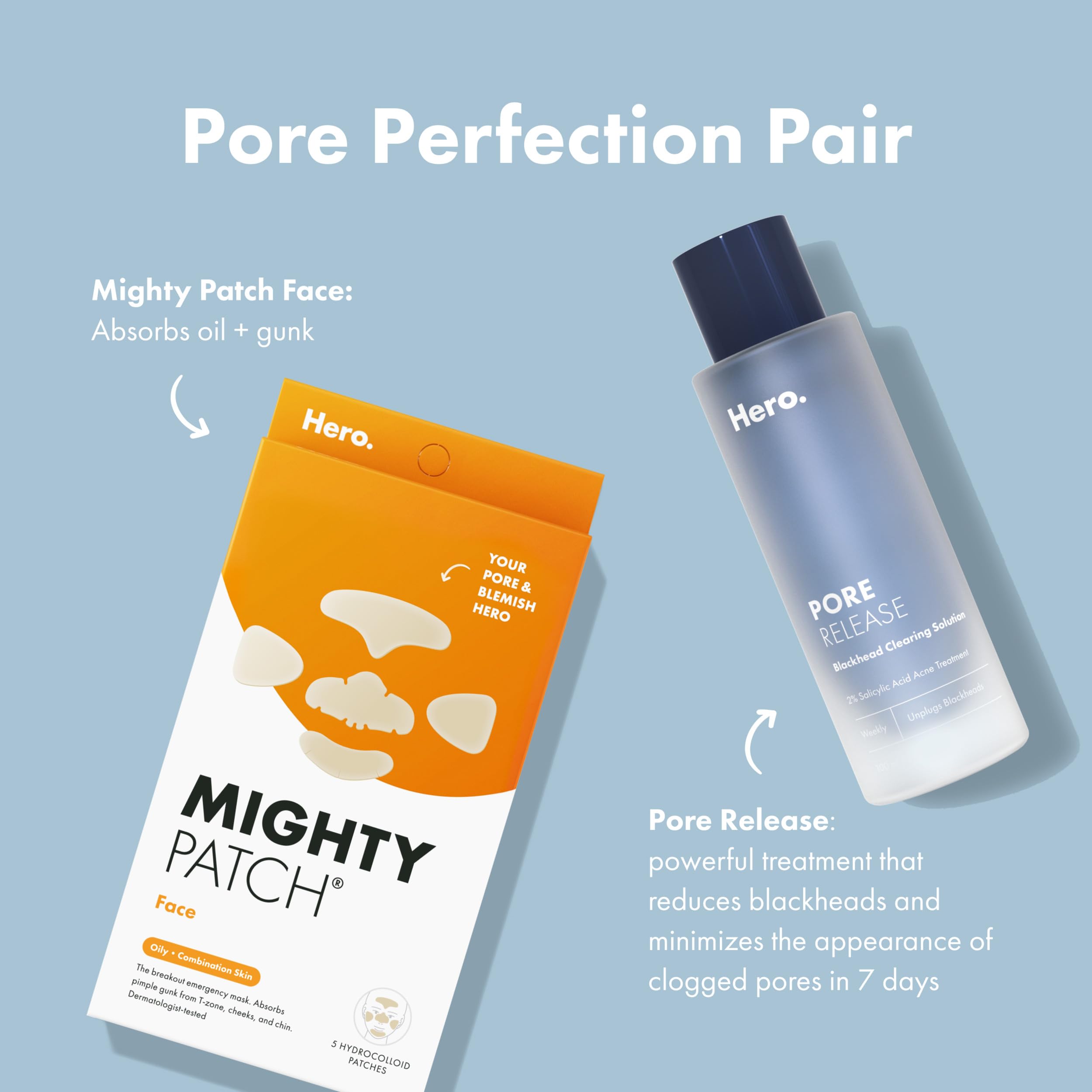 Hero Cosmetics Pore Release blackhead clearing solution in a 3.38 fl oz bottle, designed to reduce pore appearance and clear blackheads.