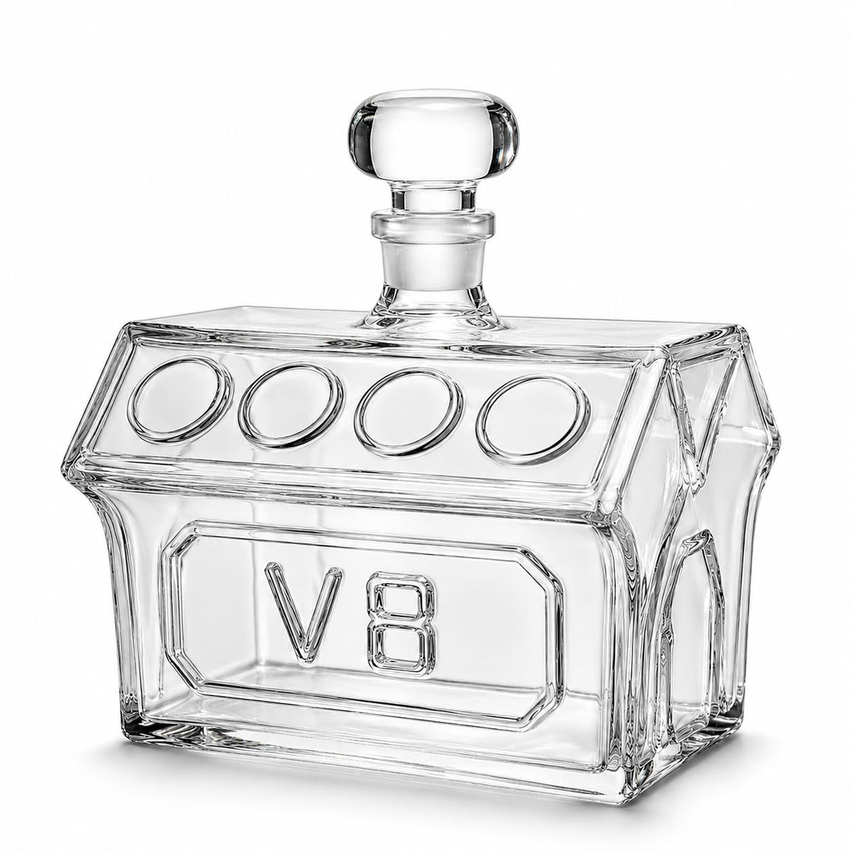 KAAS HAUS V8 Engine Whiskey Decanter, Glass Car Motor Liquor Bottle with Stopper, Automotive Bourbon Bar Decor, Unique G