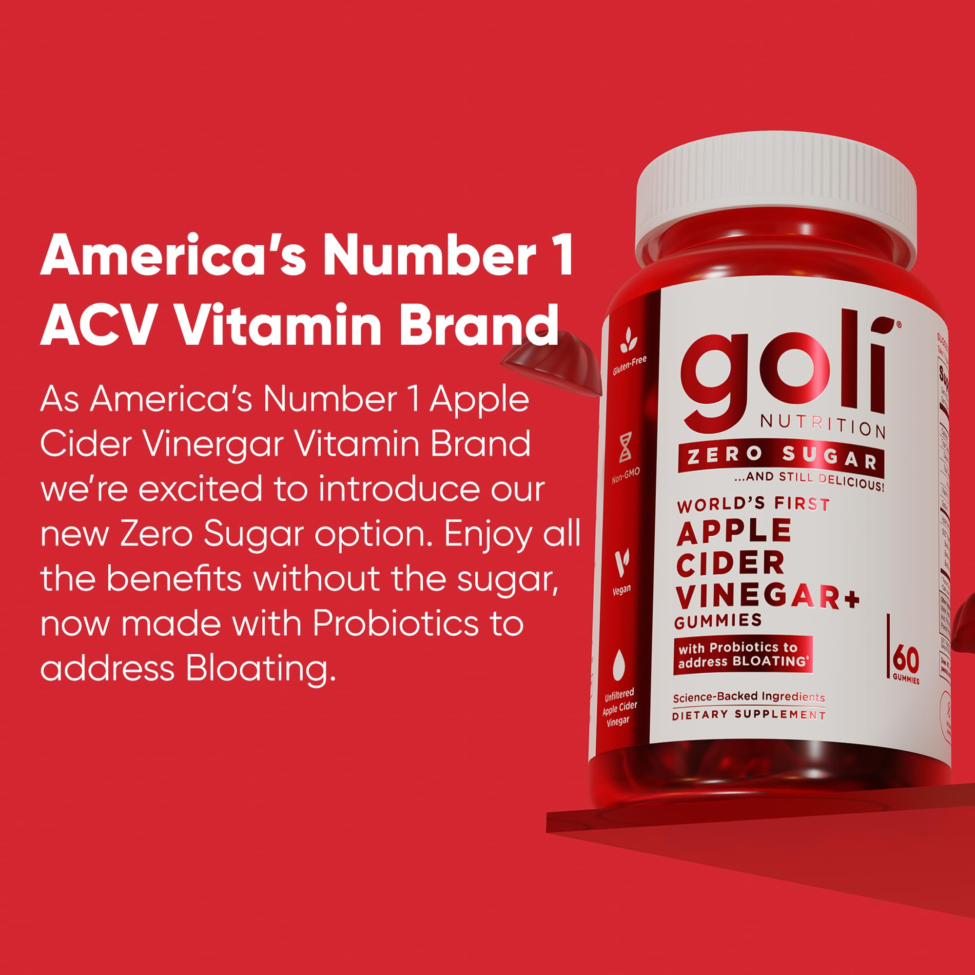 Goli Zero Sugar Trio 3-in-1 Probiotic ACV Gummies 180ct