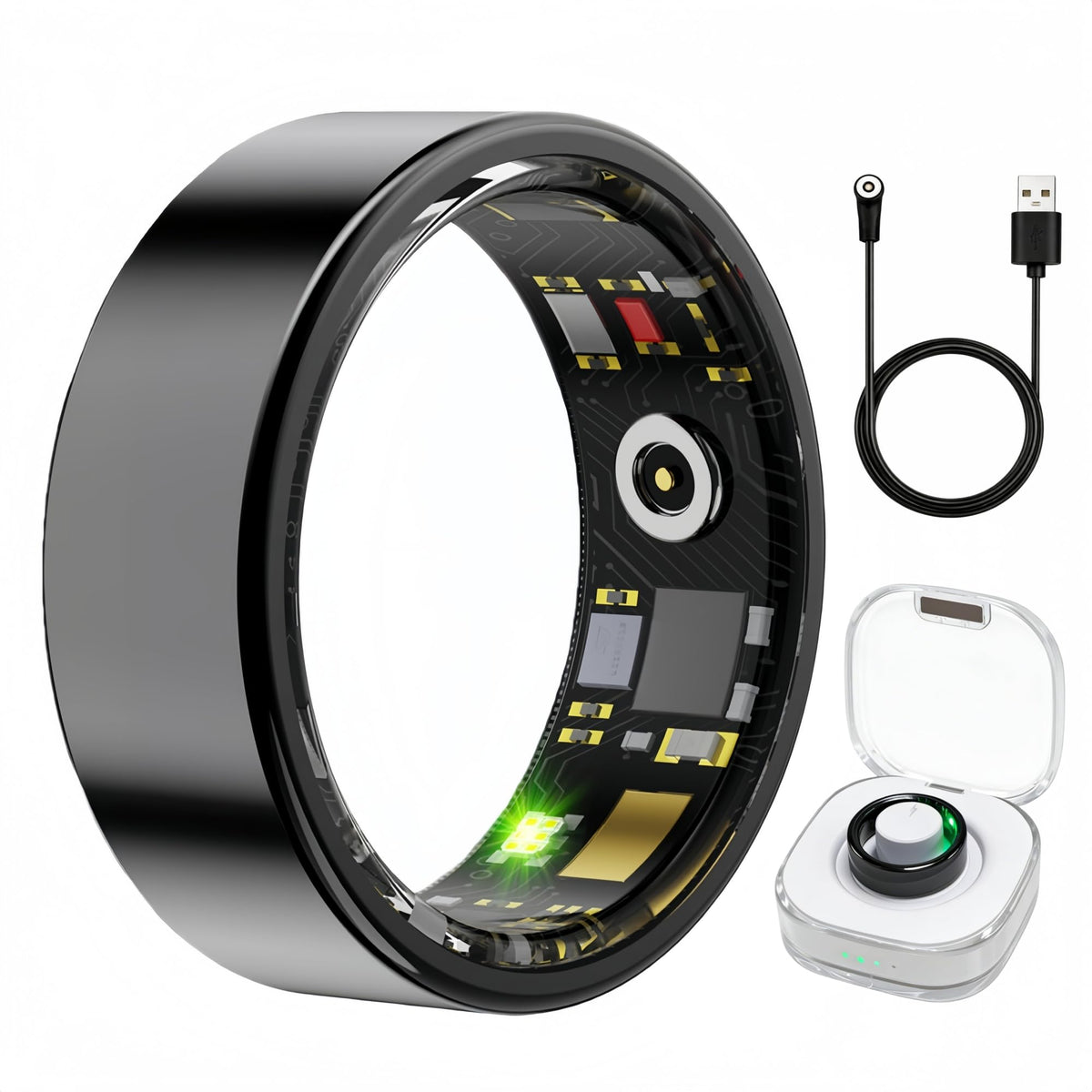 Aoyool Smart Ring Health & Fitness Tracker for Men & Women (Black, 11) – Black, Titanium