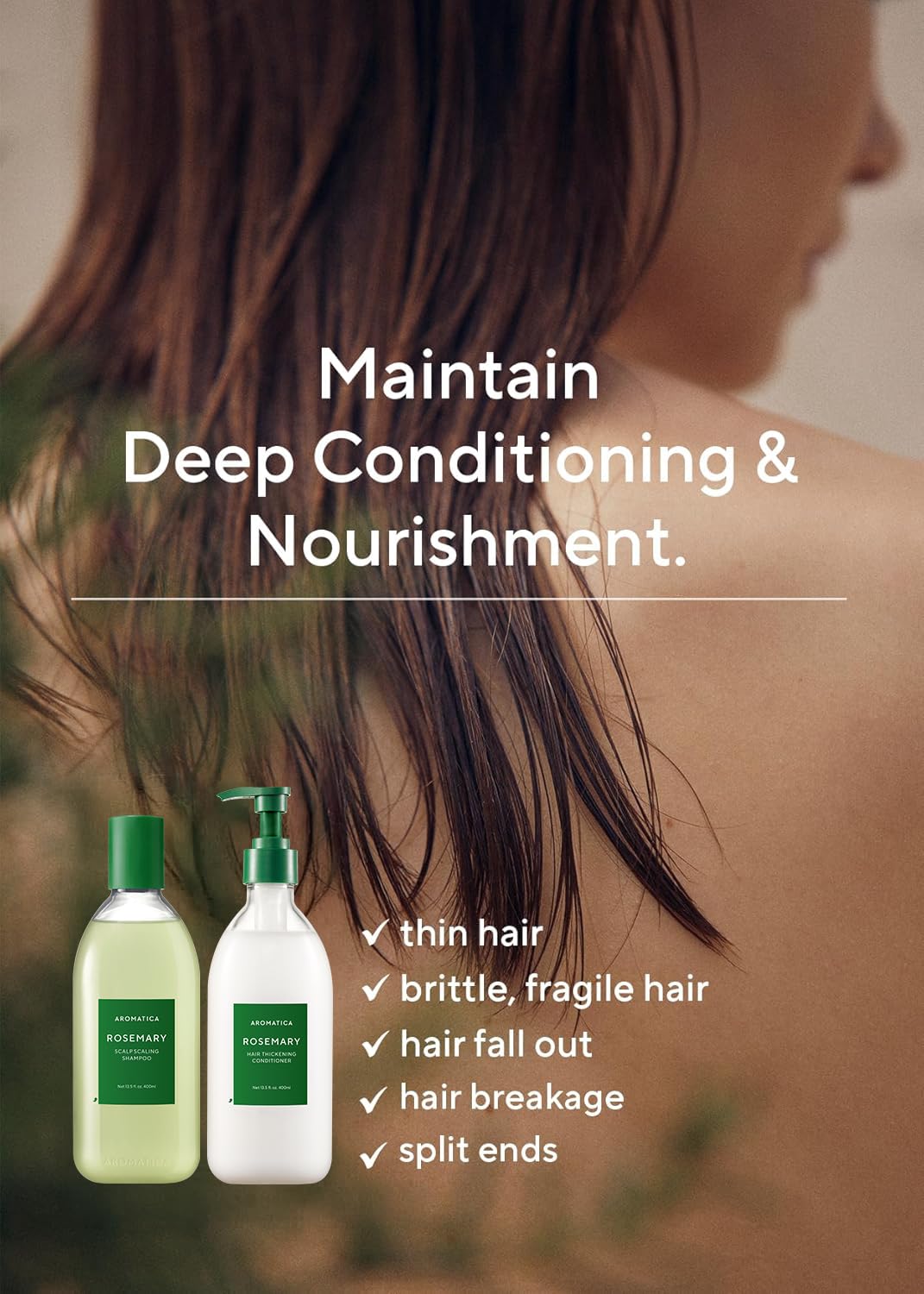 AROMATICA Rosemary Scalp Scaling Shampoo and Conditioner Set – close-up detail