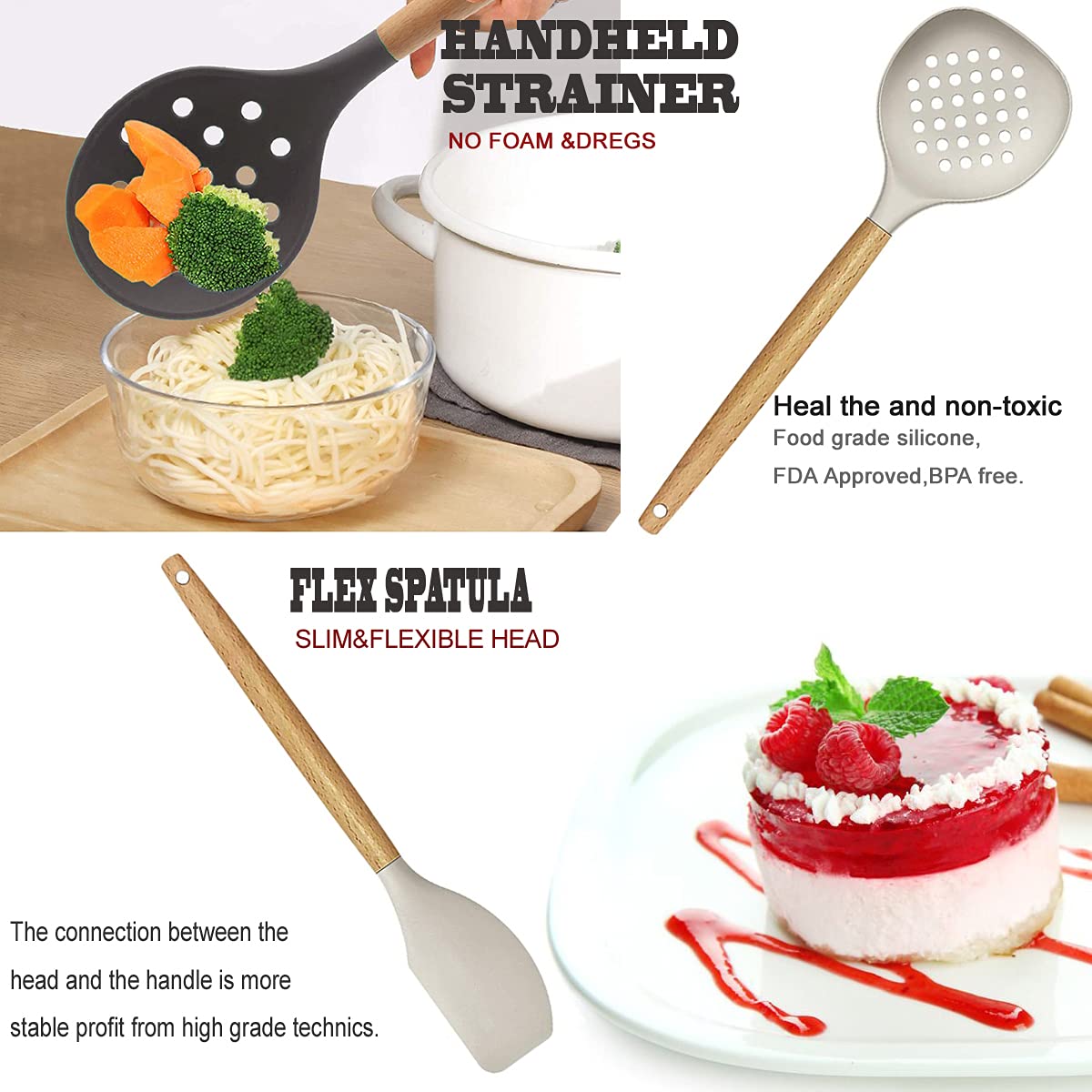 BESTZMWK Kitchen Utensils Set- 35 PCs Cooking Utensils with Grater,Tongs, Spoon Spatula &Turner Made of Heat Resistant F