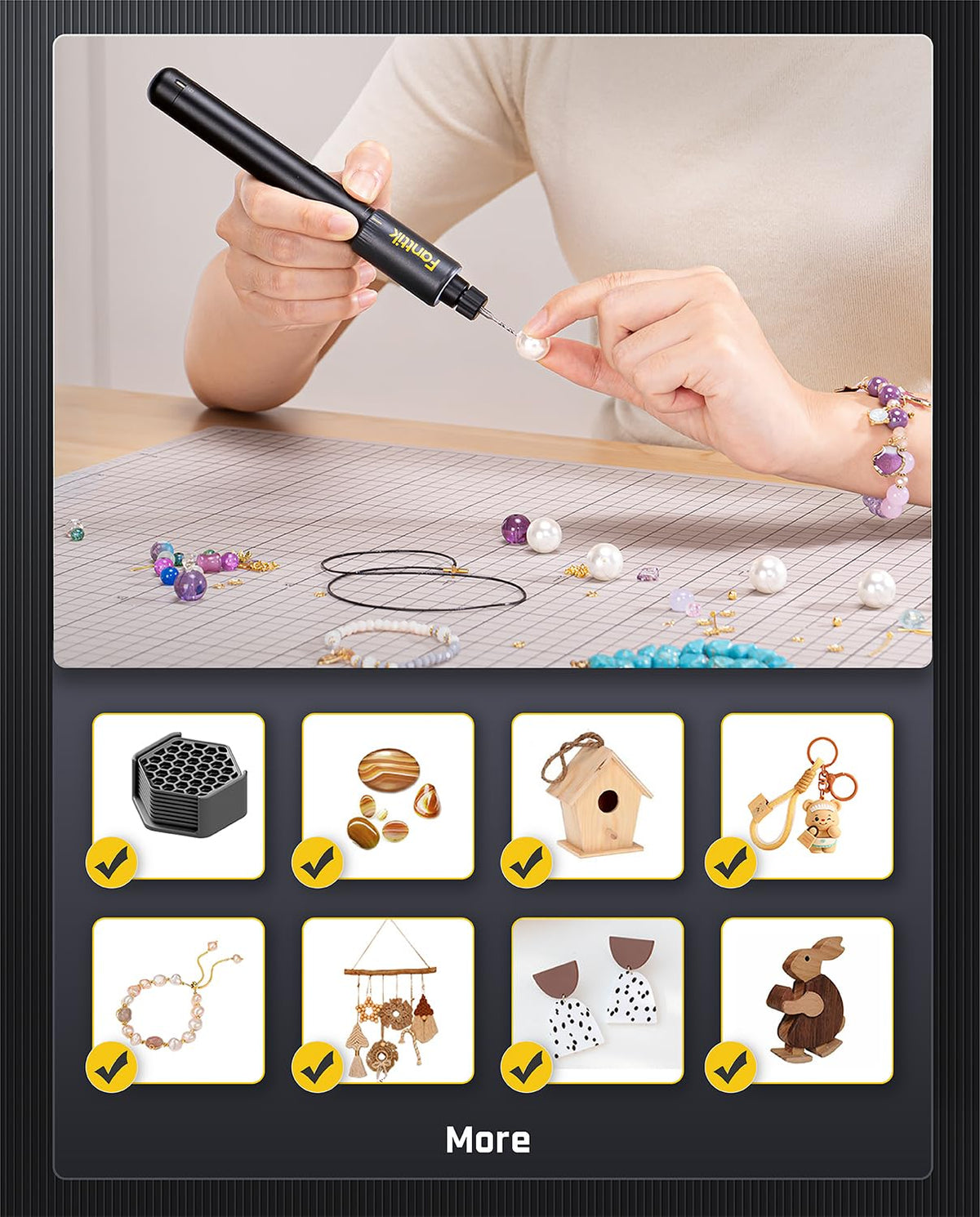 Fanttik K2 Nano Mini Electric Drill, Precision Rotary Tool Kit – back view and specifications