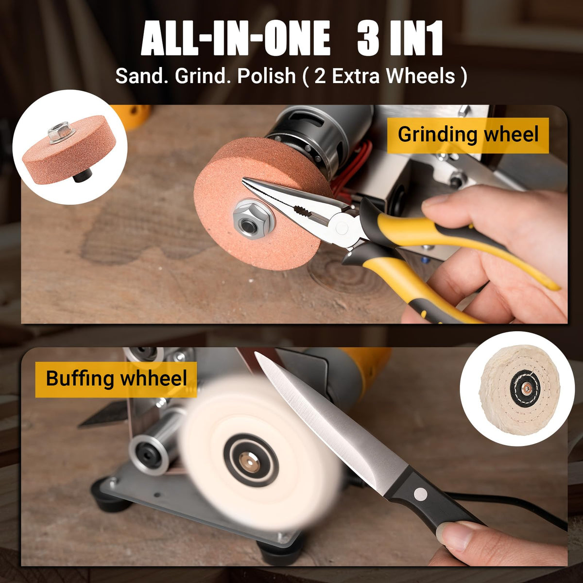 Sbestily Mini Electric Belt Sander, Jewelry Making Tool & Knife Sharpener – full view, size 5.1 x 3.8 x 5.5 Inch 1.2 x 1